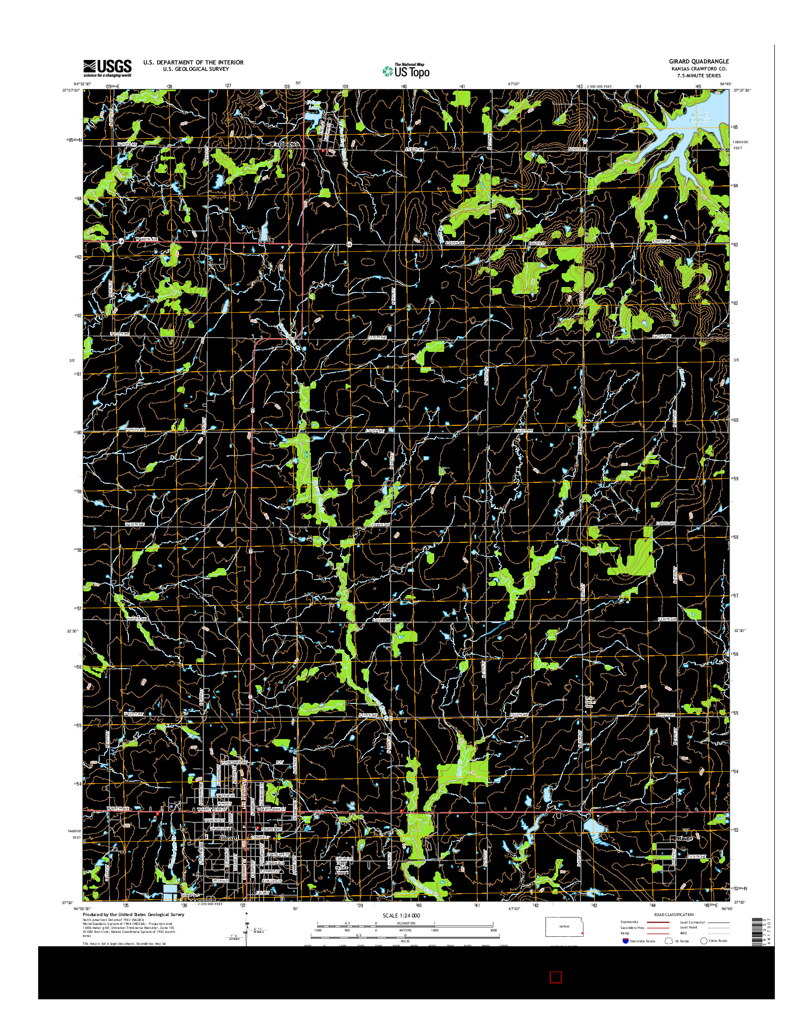 USGS US TOPO 7.5-MINUTE MAP FOR GIRARD, KS 2015