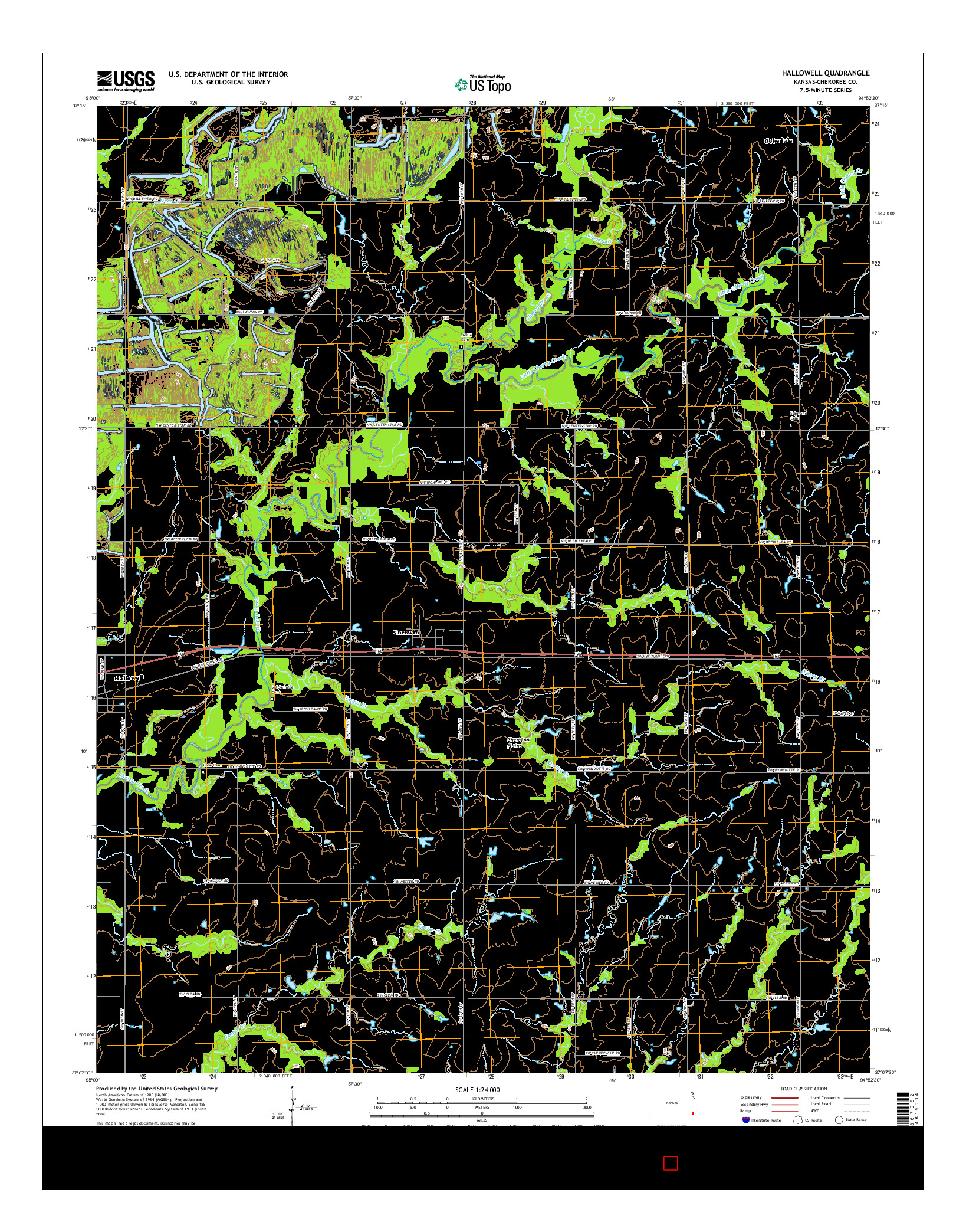 USGS US TOPO 7.5-MINUTE MAP FOR HALLOWELL, KS 2015