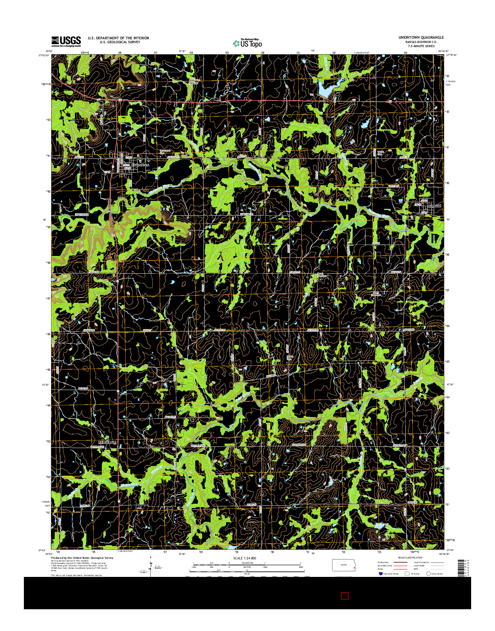 USGS US TOPO 7.5-MINUTE MAP FOR UNIONTOWN, KS 2015