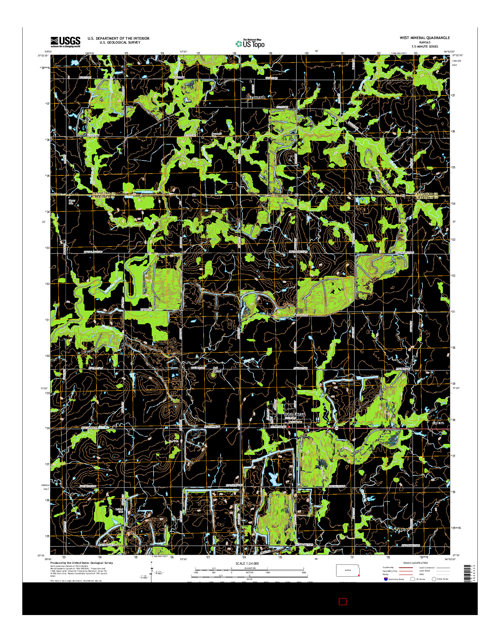 USGS US TOPO 7.5-MINUTE MAP FOR WEST MINERAL, KS 2015