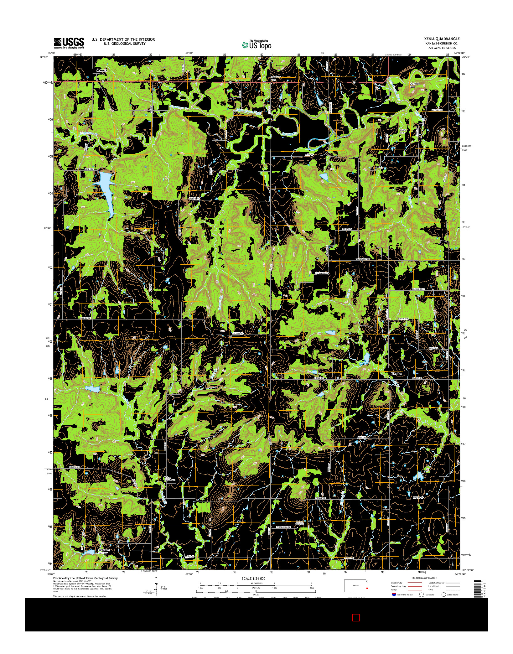 USGS US TOPO 7.5-MINUTE MAP FOR XENIA, KS 2015
