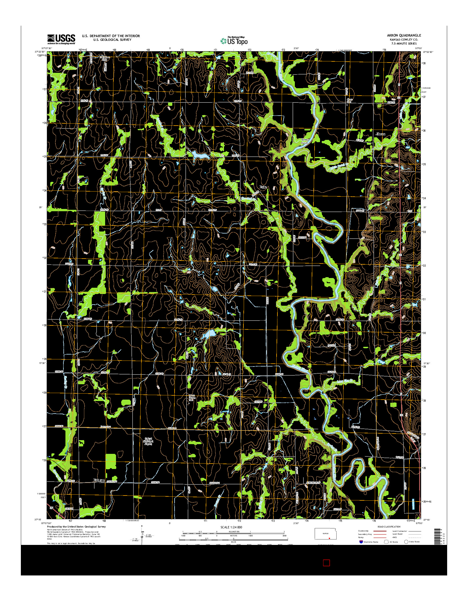 USGS US TOPO 7.5-MINUTE MAP FOR AKRON, KS 2015