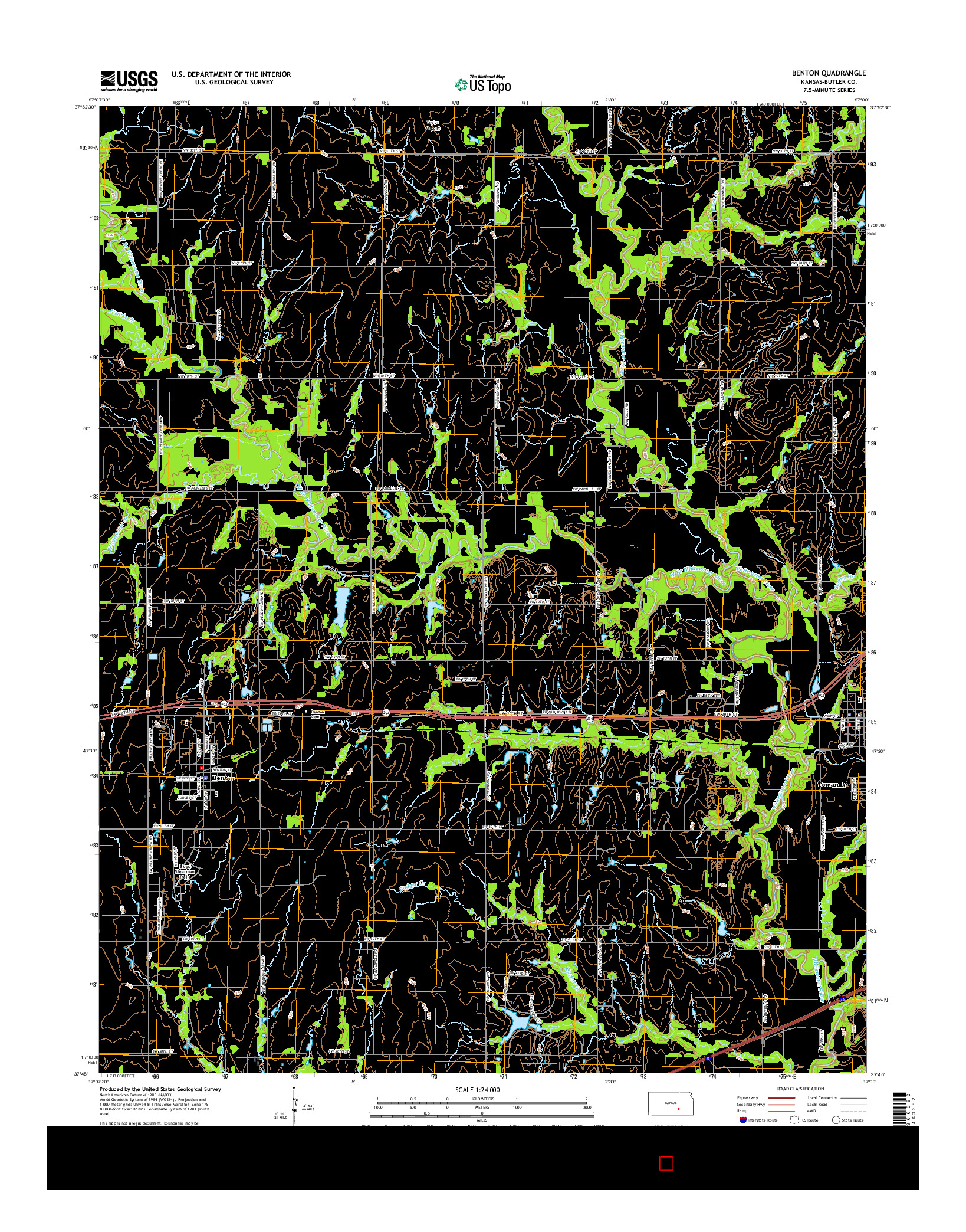 USGS US TOPO 7.5-MINUTE MAP FOR BENTON, KS 2015