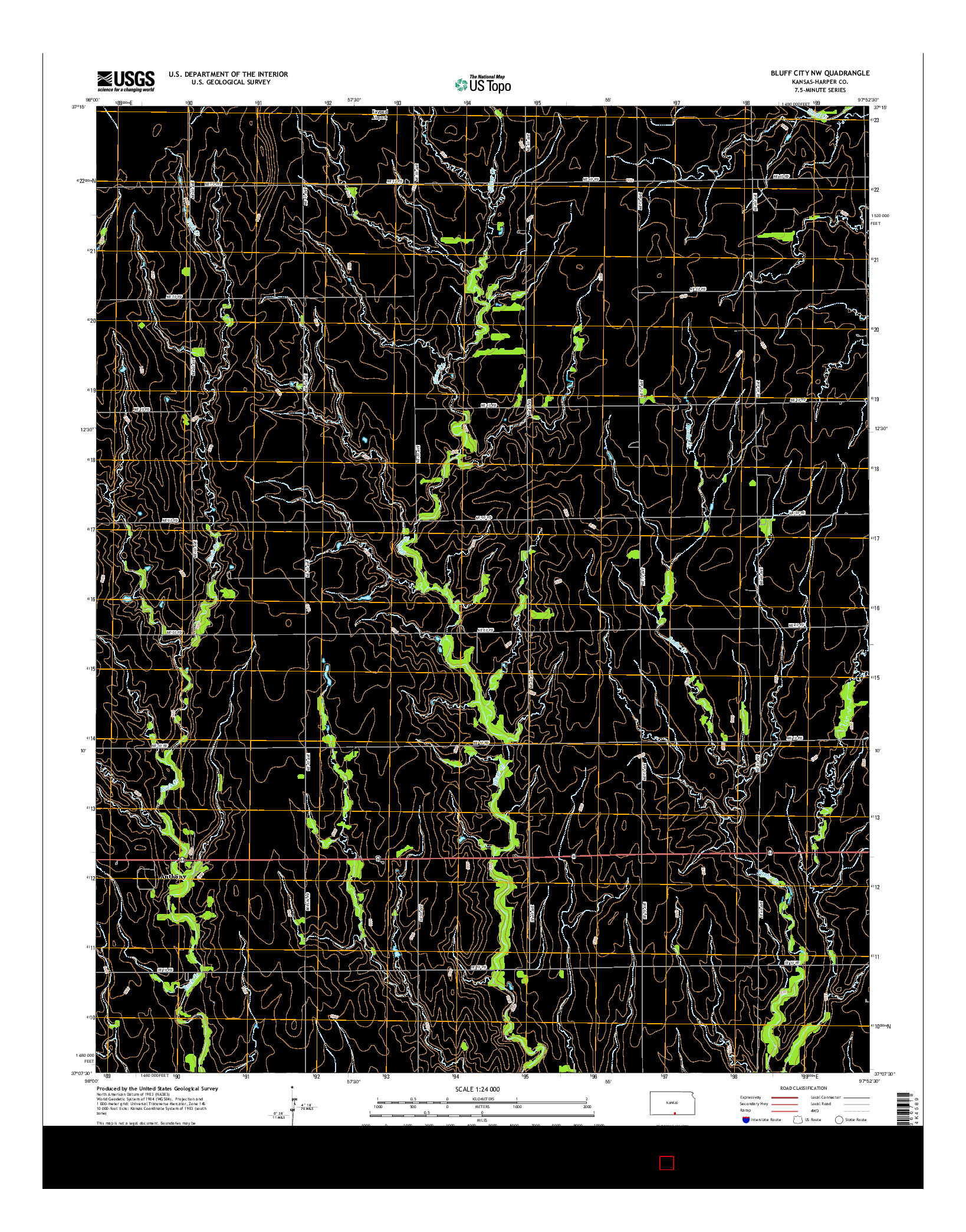 USGS US TOPO 7.5-MINUTE MAP FOR BLUFF CITY NW, KS 2015