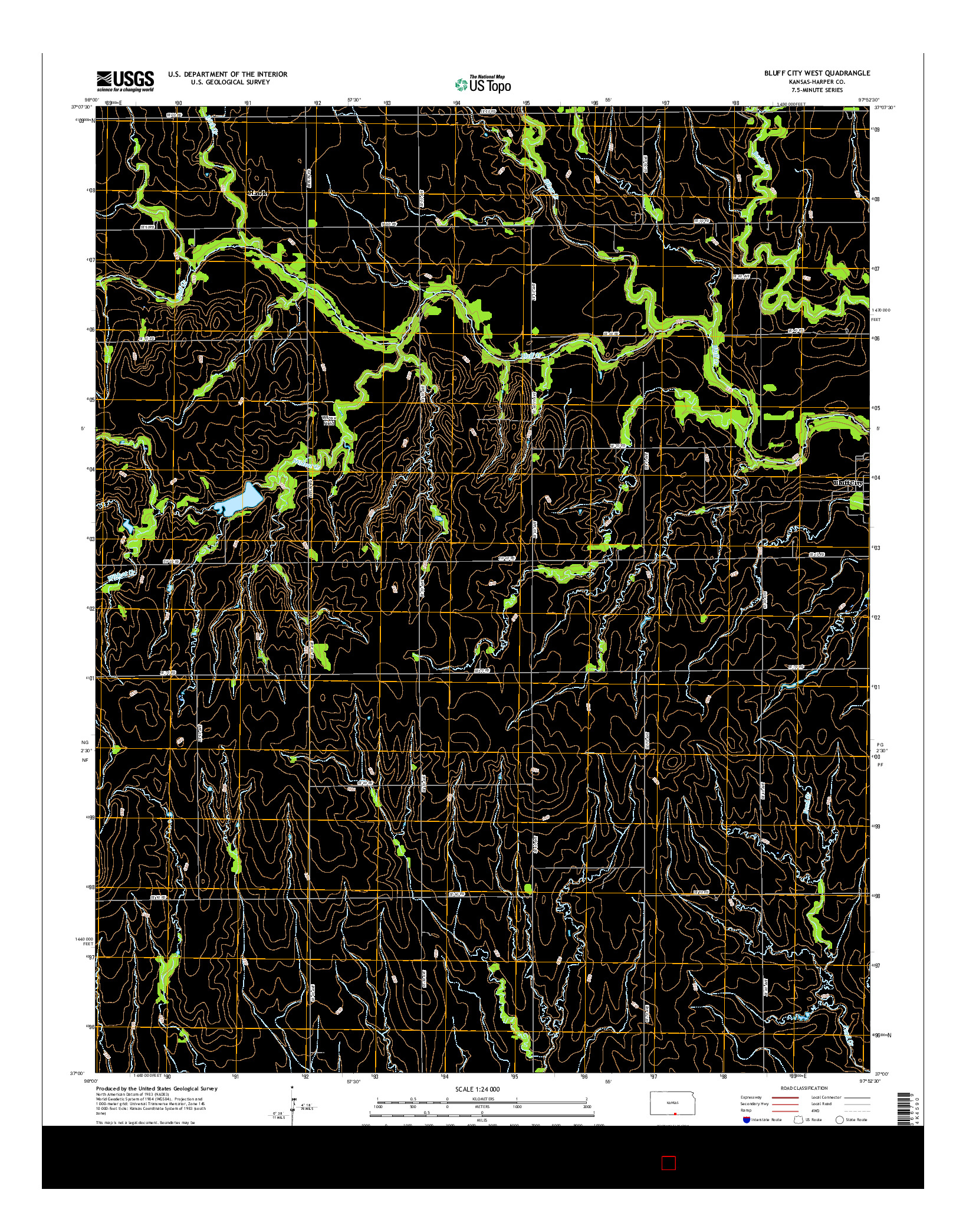 USGS US TOPO 7.5-MINUTE MAP FOR BLUFF CITY WEST, KS 2015