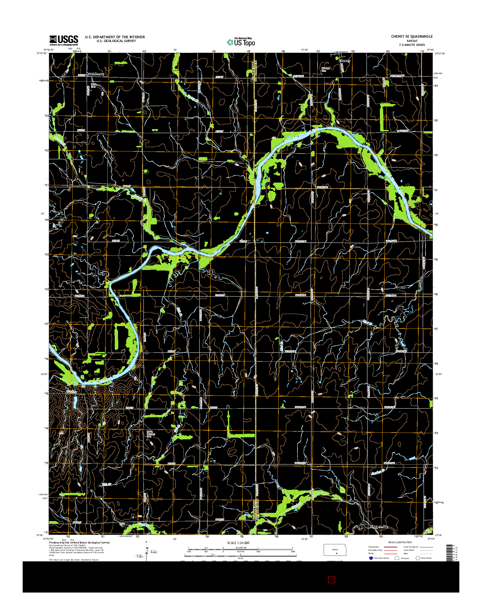 USGS US TOPO 7.5-MINUTE MAP FOR CHENEY SE, KS 2015