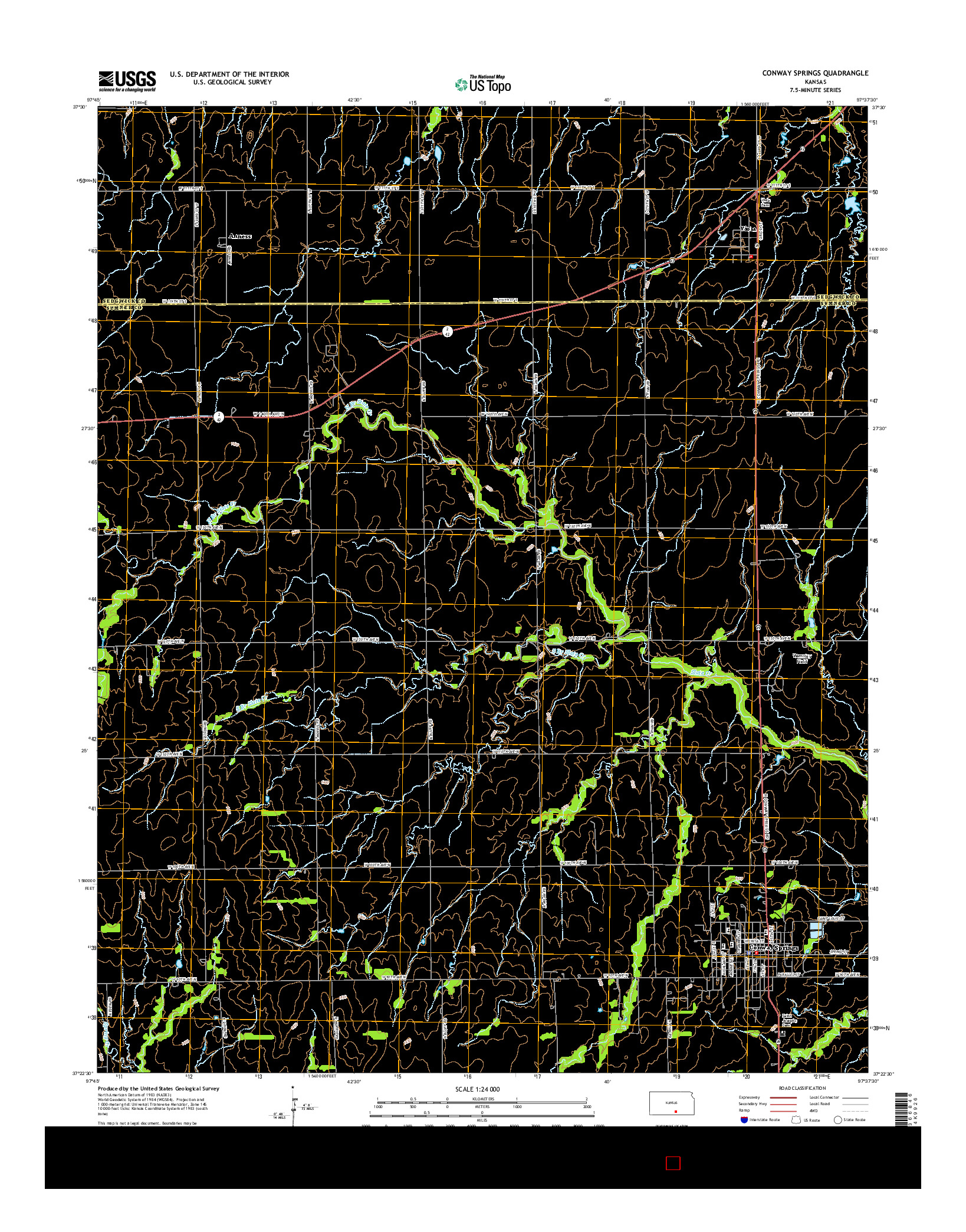 USGS US TOPO 7.5-MINUTE MAP FOR CONWAY SPRINGS, KS 2015