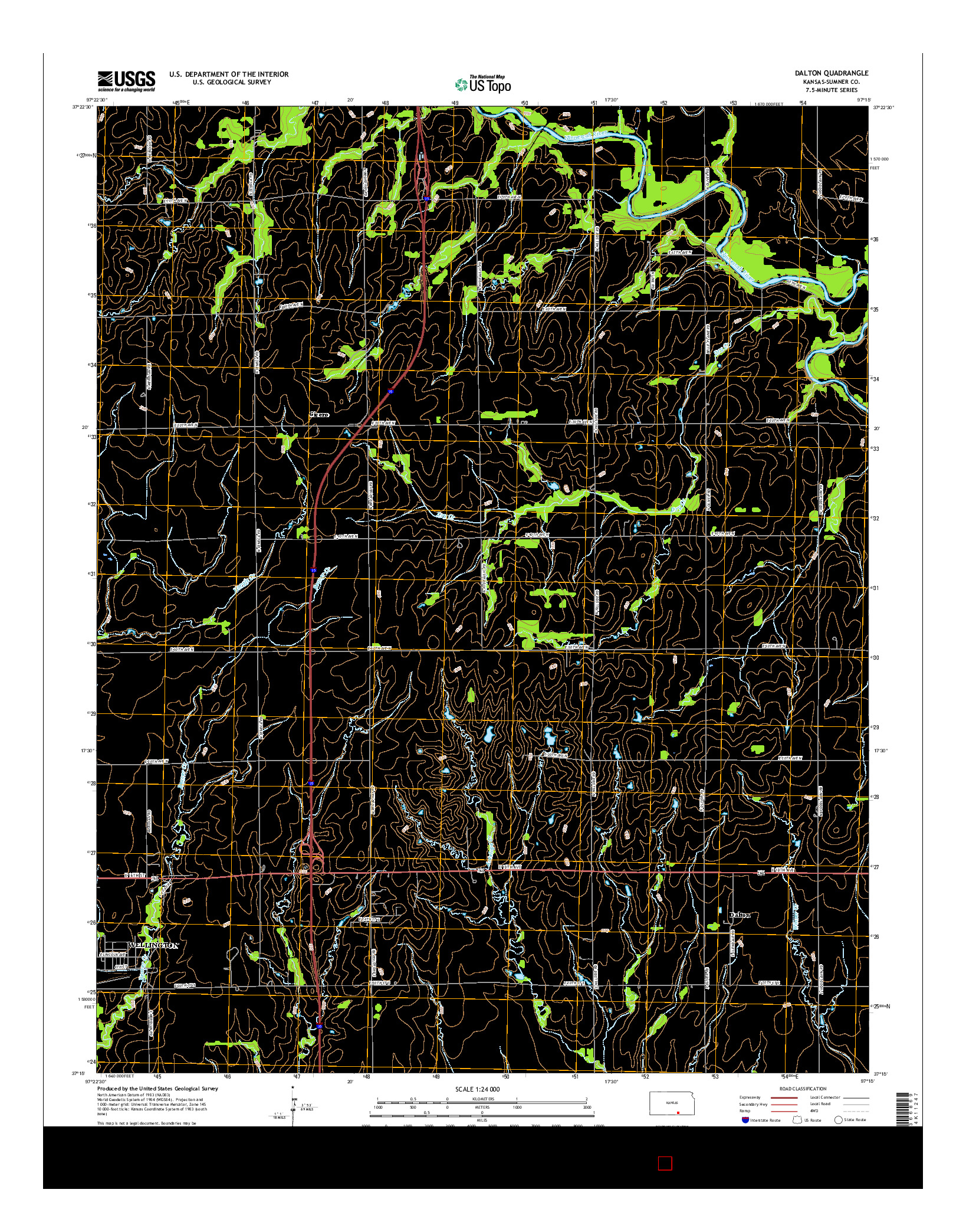 USGS US TOPO 7.5-MINUTE MAP FOR DALTON, KS 2015