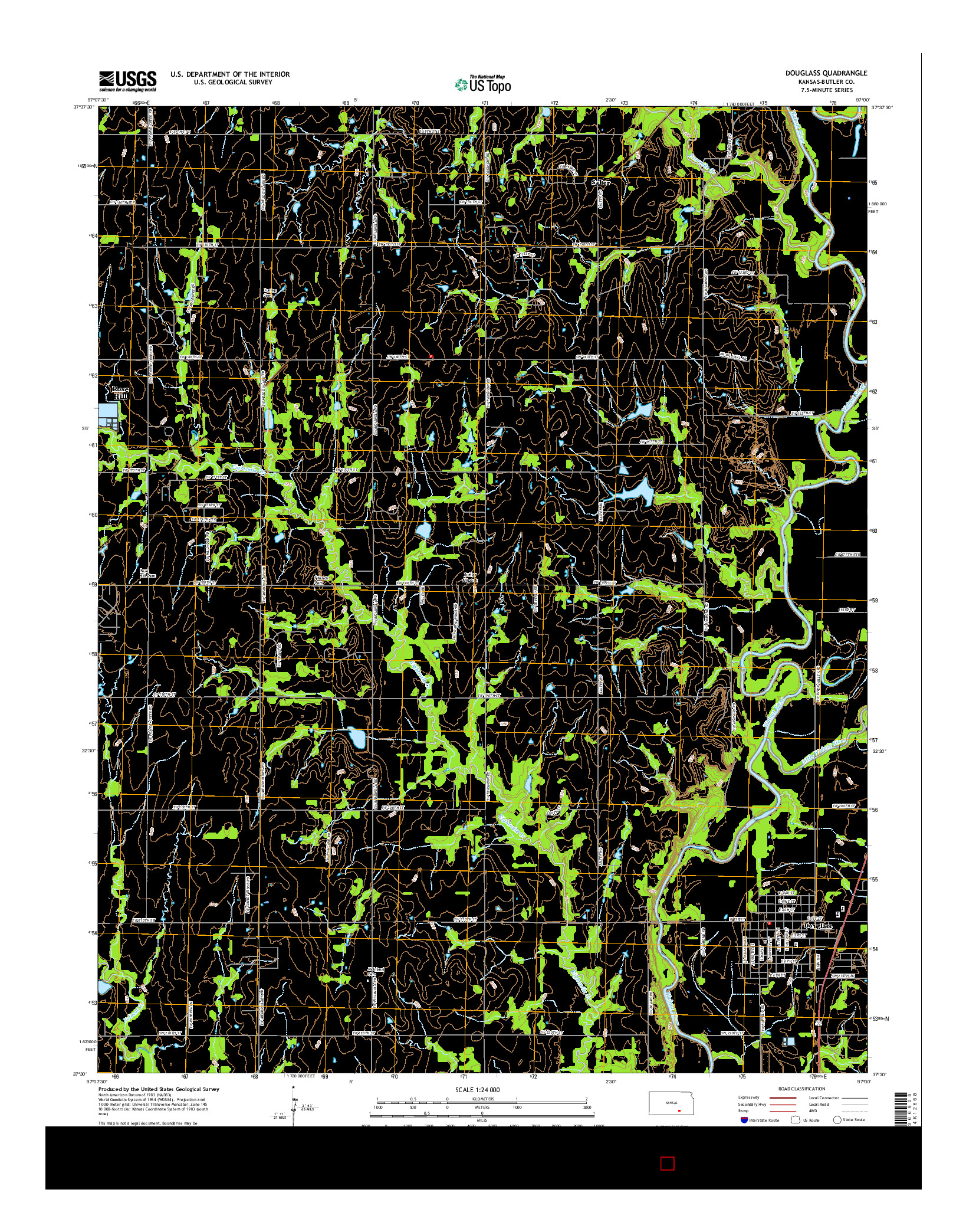 USGS US TOPO 7.5-MINUTE MAP FOR DOUGLASS, KS 2015