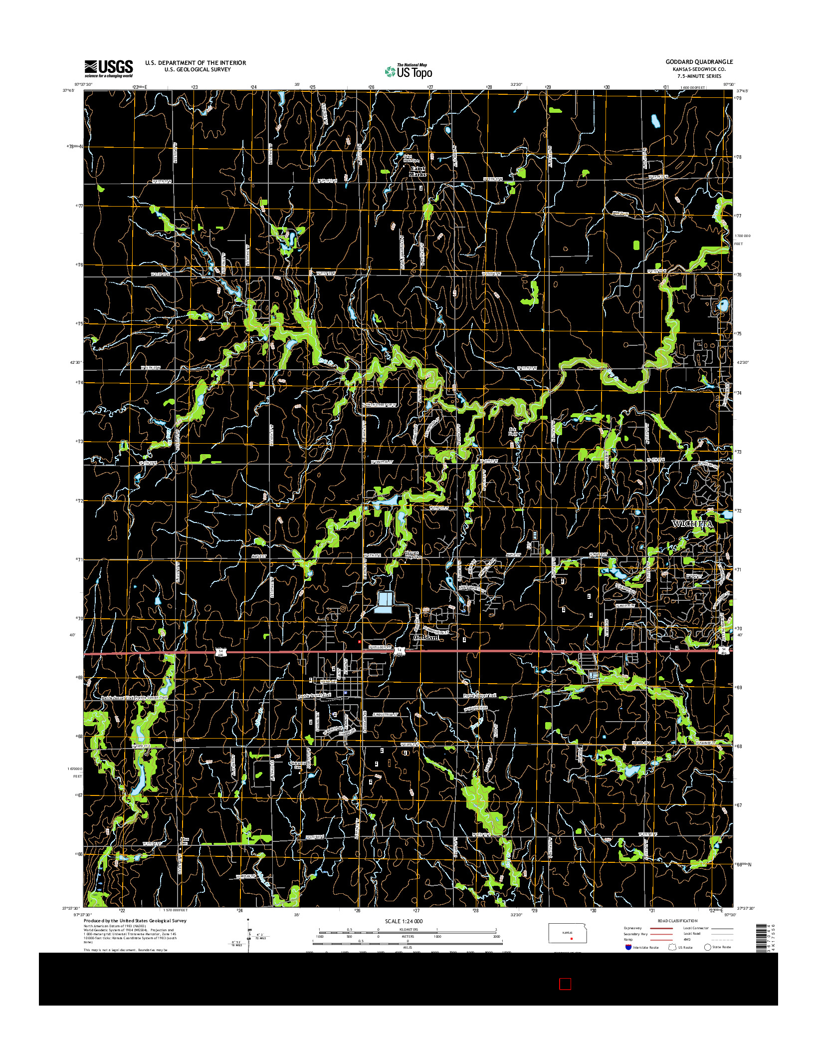 USGS US TOPO 7.5-MINUTE MAP FOR GODDARD, KS 2015