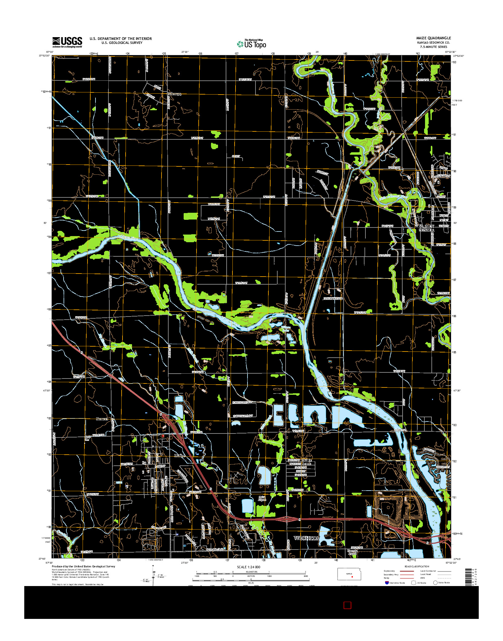 USGS US TOPO 7.5-MINUTE MAP FOR MAIZE, KS 2015