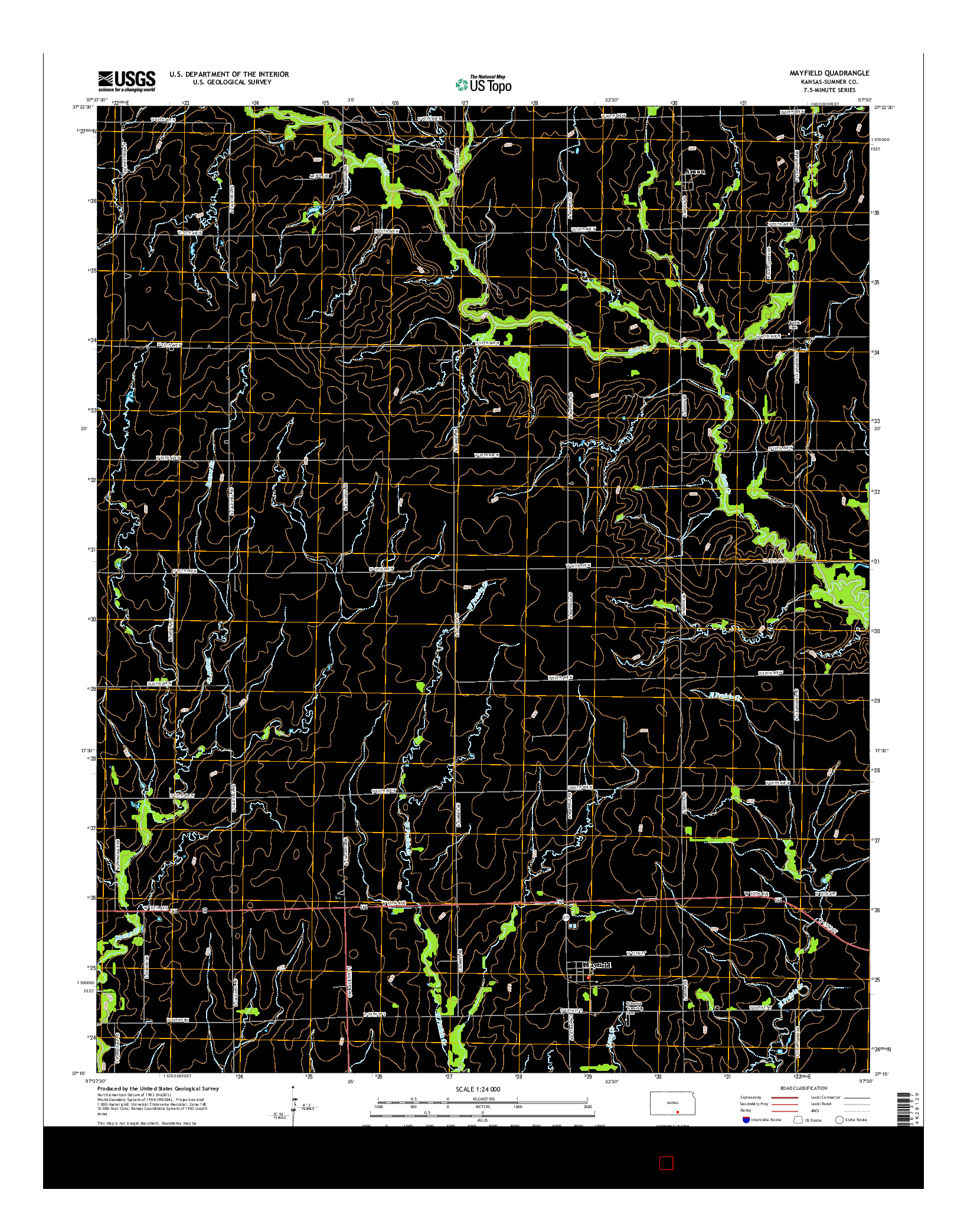 USGS US TOPO 7.5-MINUTE MAP FOR MAYFIELD, KS 2015