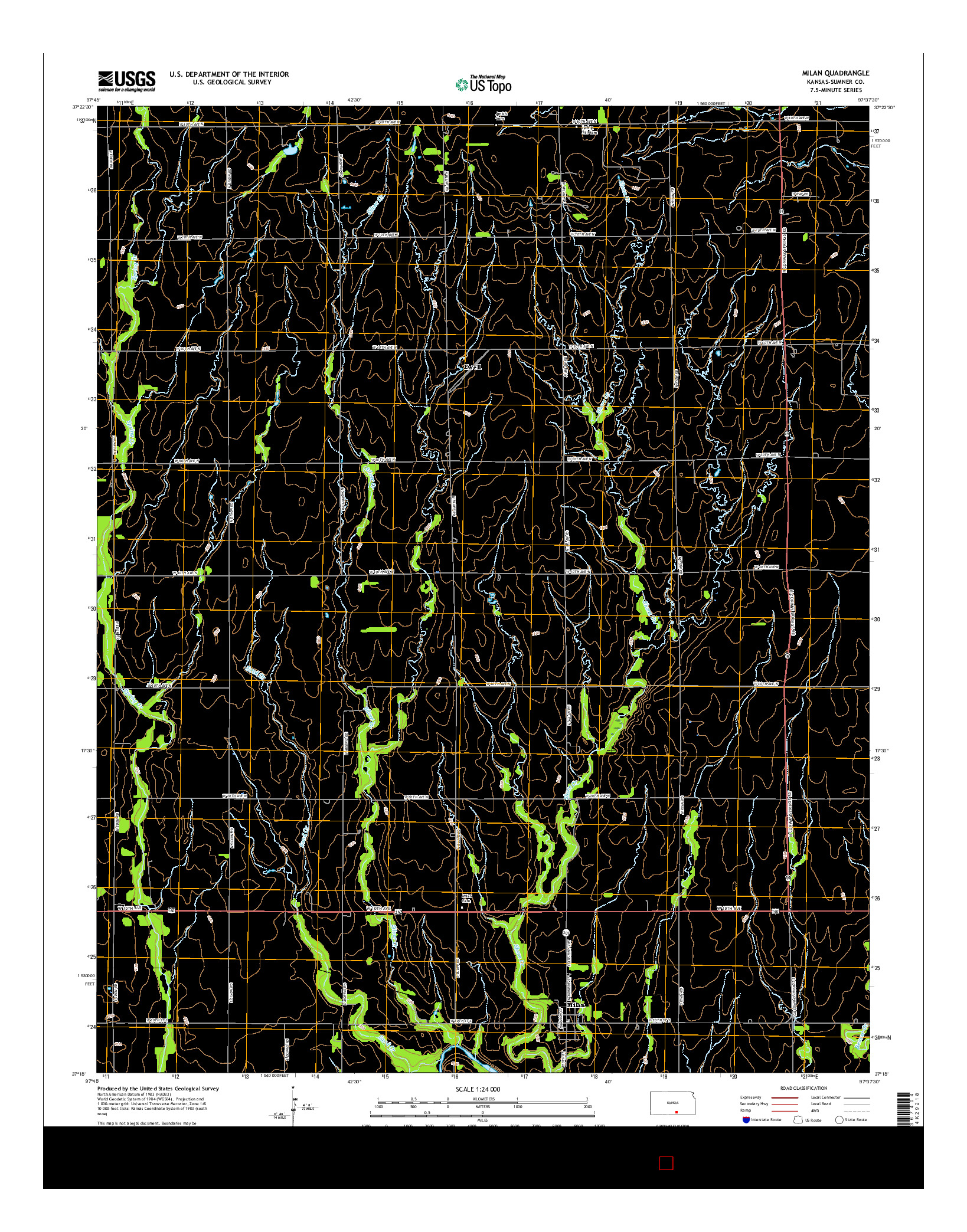 USGS US TOPO 7.5-MINUTE MAP FOR MILAN, KS 2015