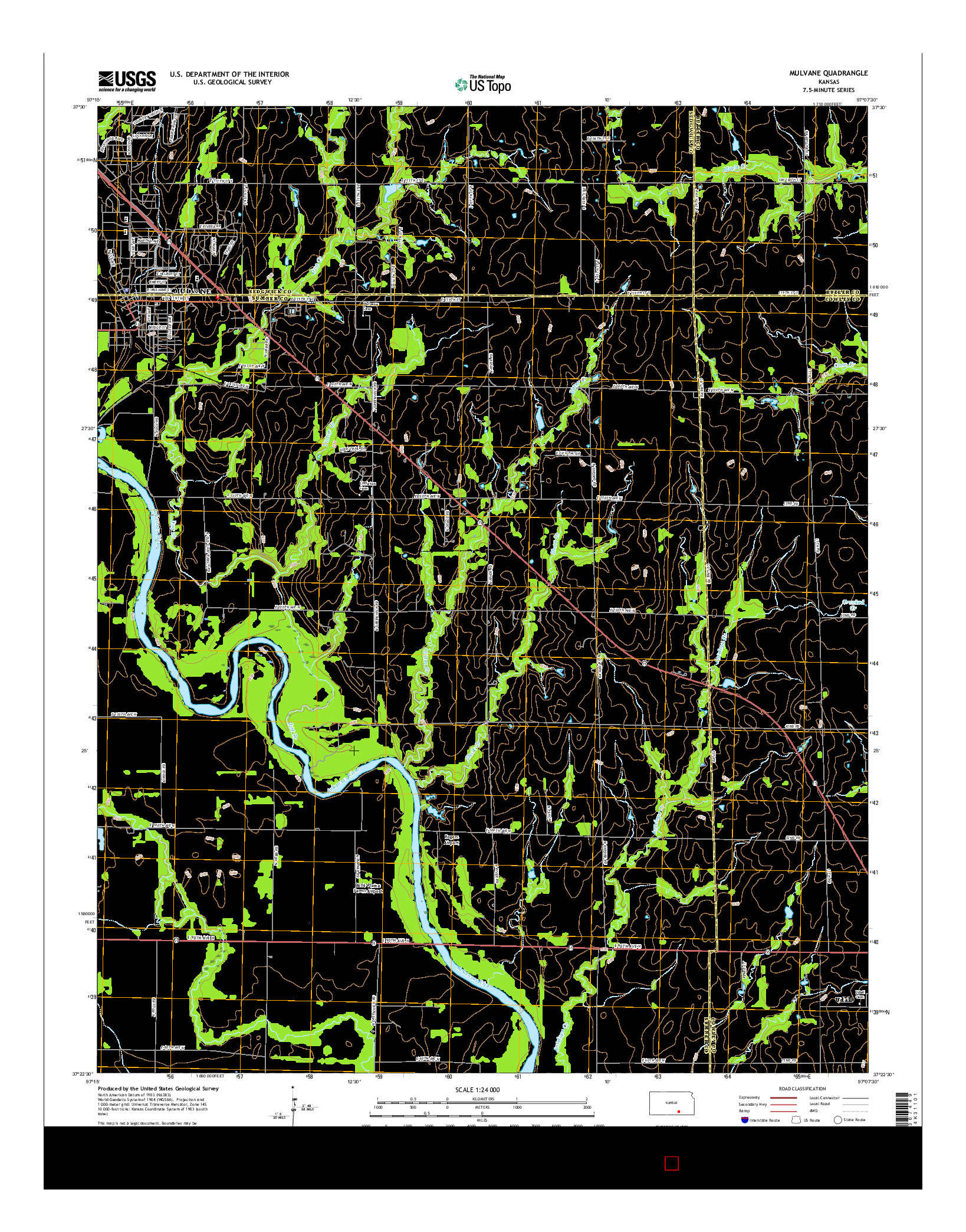 USGS US TOPO 7.5-MINUTE MAP FOR MULVANE, KS 2015