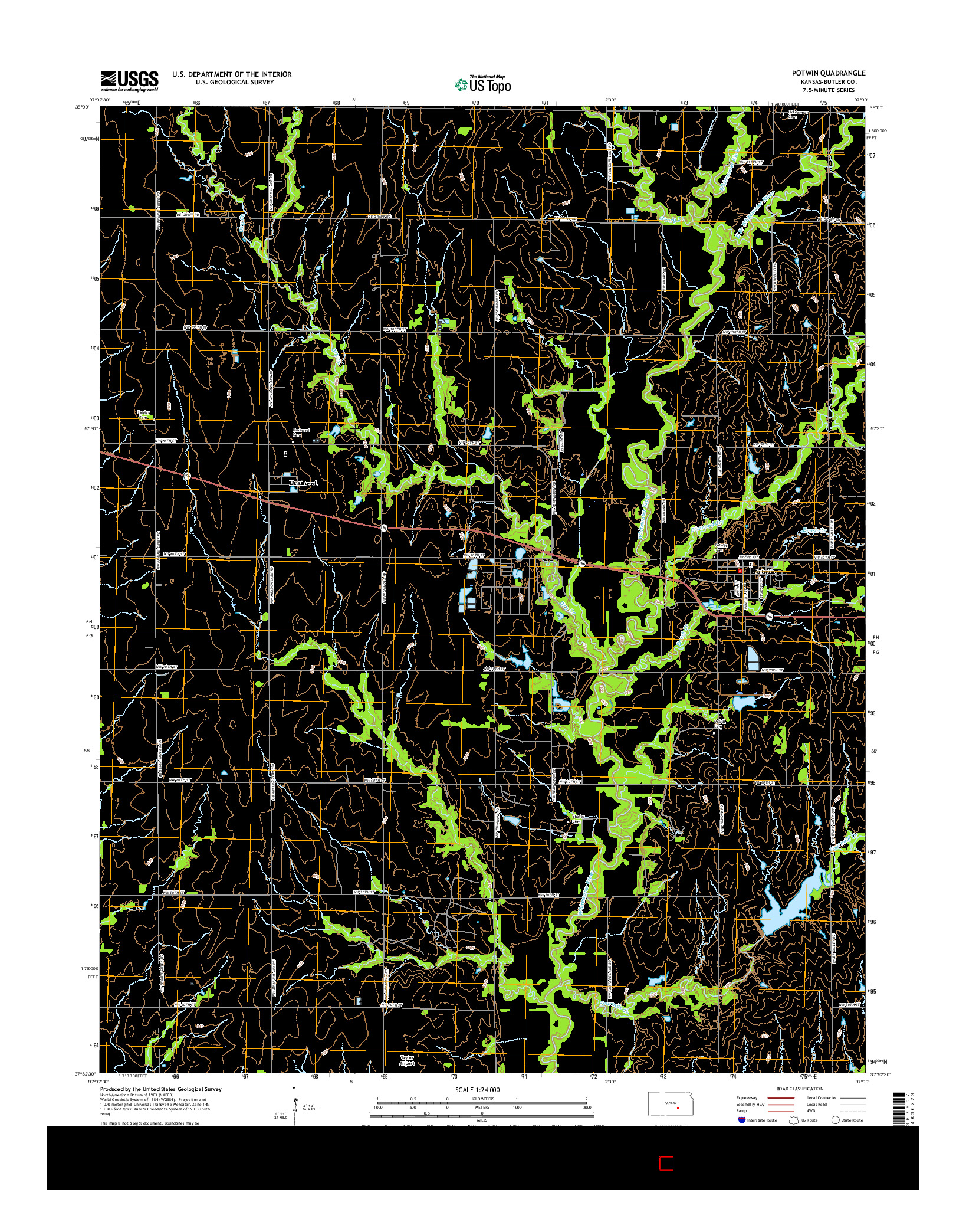 USGS US TOPO 7.5-MINUTE MAP FOR POTWIN, KS 2015