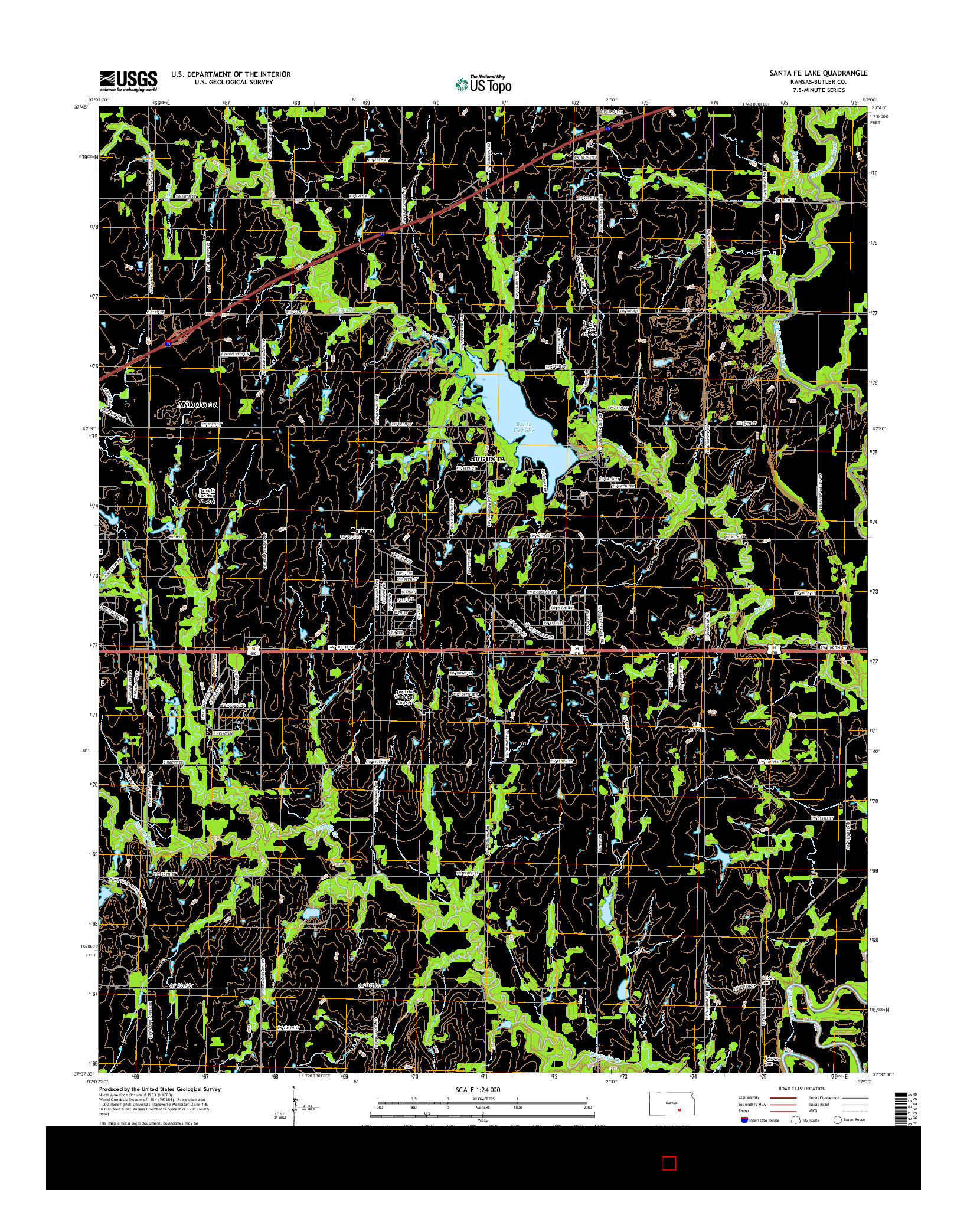 USGS US TOPO 7.5-MINUTE MAP FOR SANTA FE LAKE, KS 2015