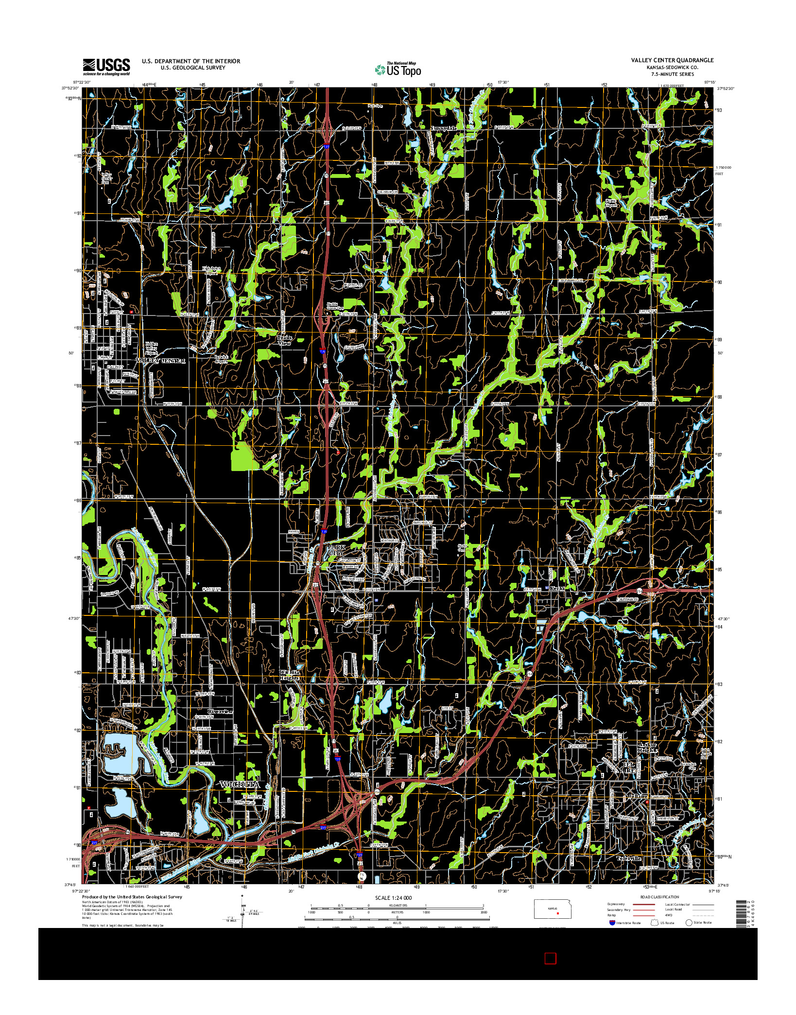 USGS US TOPO 7.5-MINUTE MAP FOR VALLEY CENTER, KS 2015