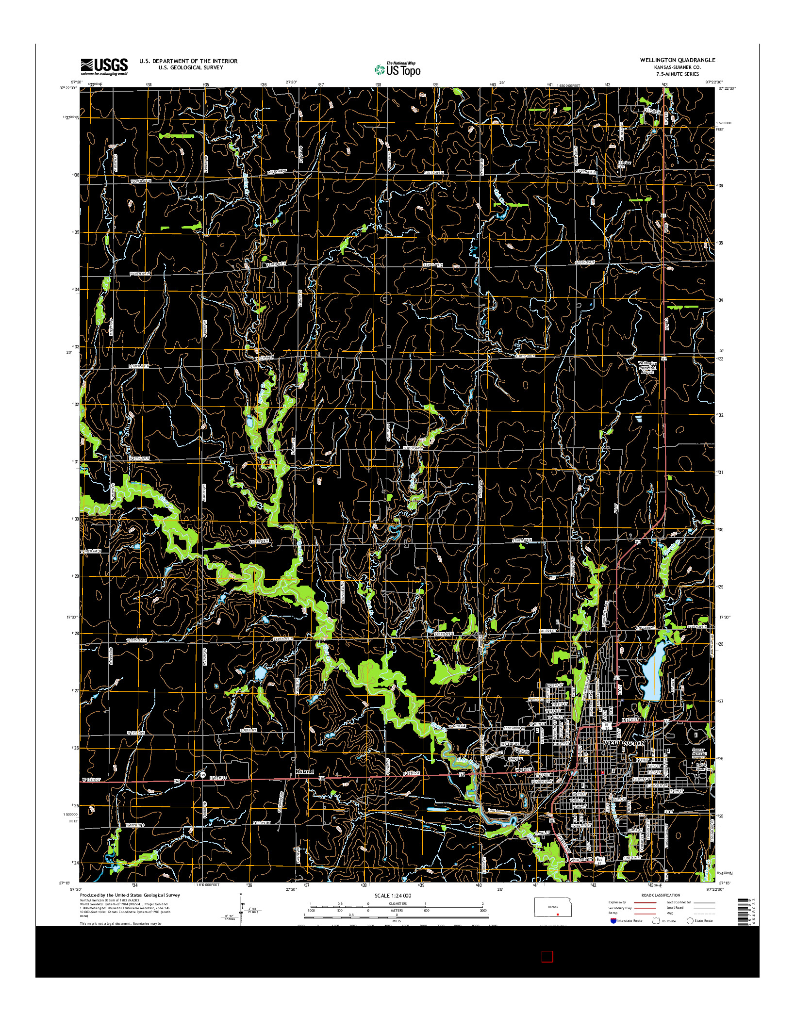 USGS US TOPO 7.5-MINUTE MAP FOR WELLINGTON, KS 2015