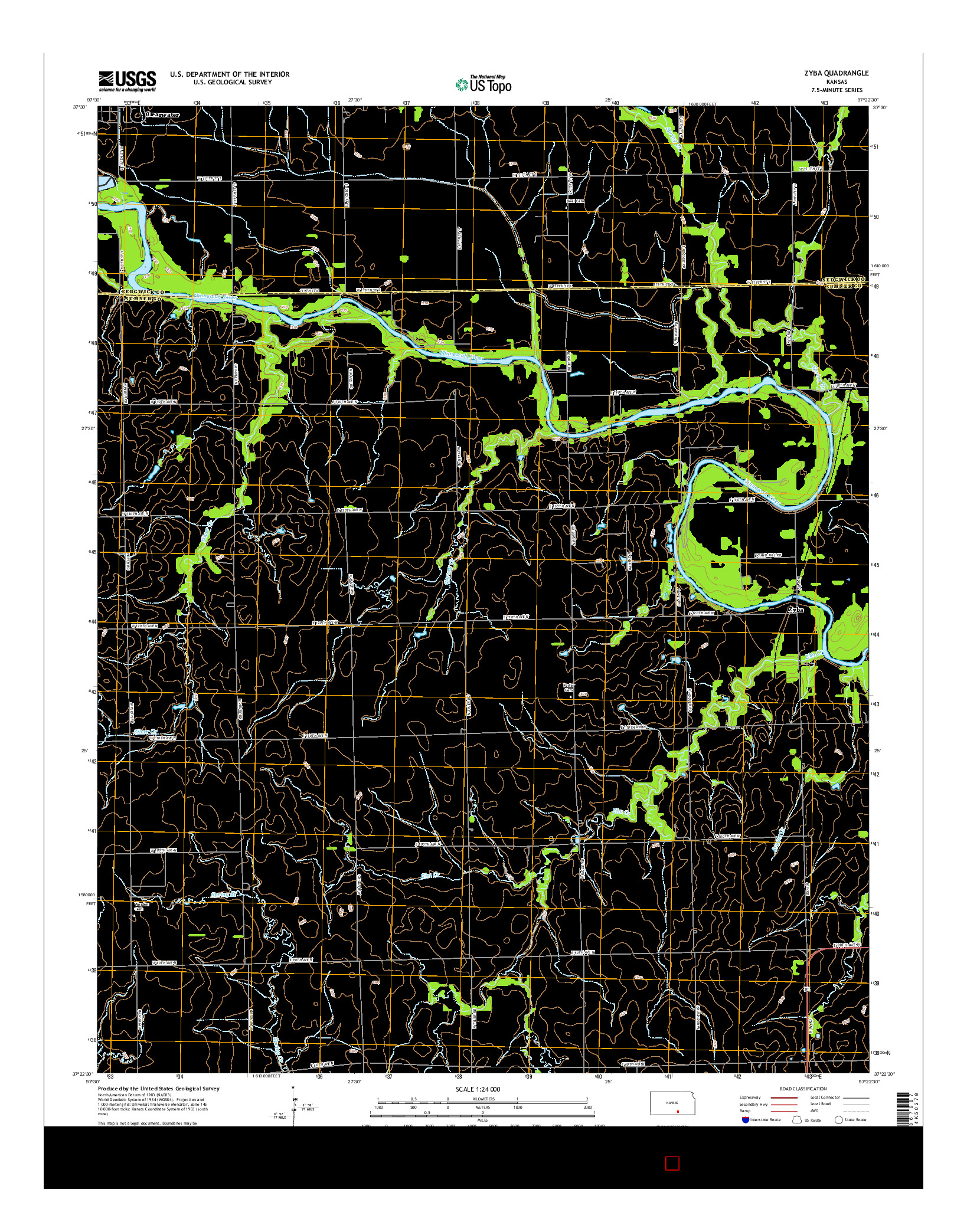 USGS US TOPO 7.5-MINUTE MAP FOR ZYBA, KS 2015