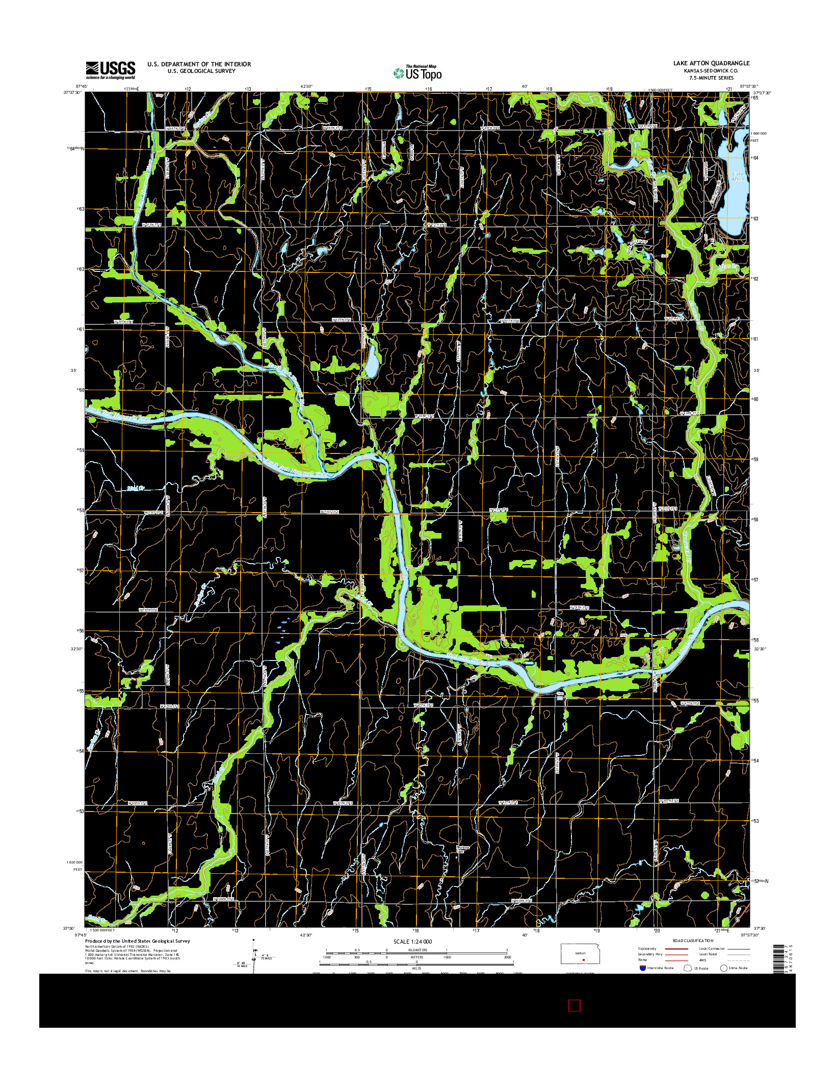 USGS US TOPO 7.5-MINUTE MAP FOR LAKE AFTON, KS 2015