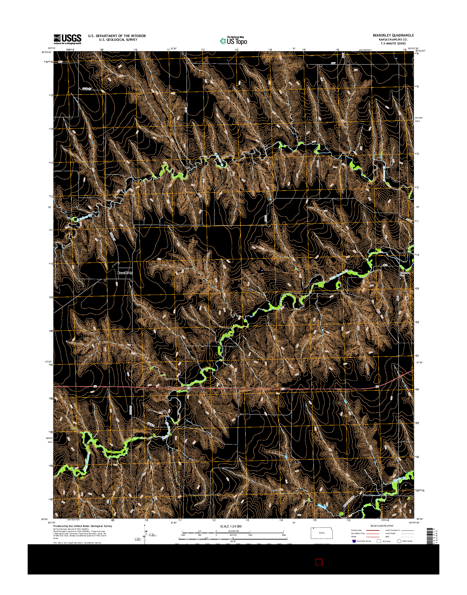 USGS US TOPO 7.5-MINUTE MAP FOR BEARDSLEY, KS 2015