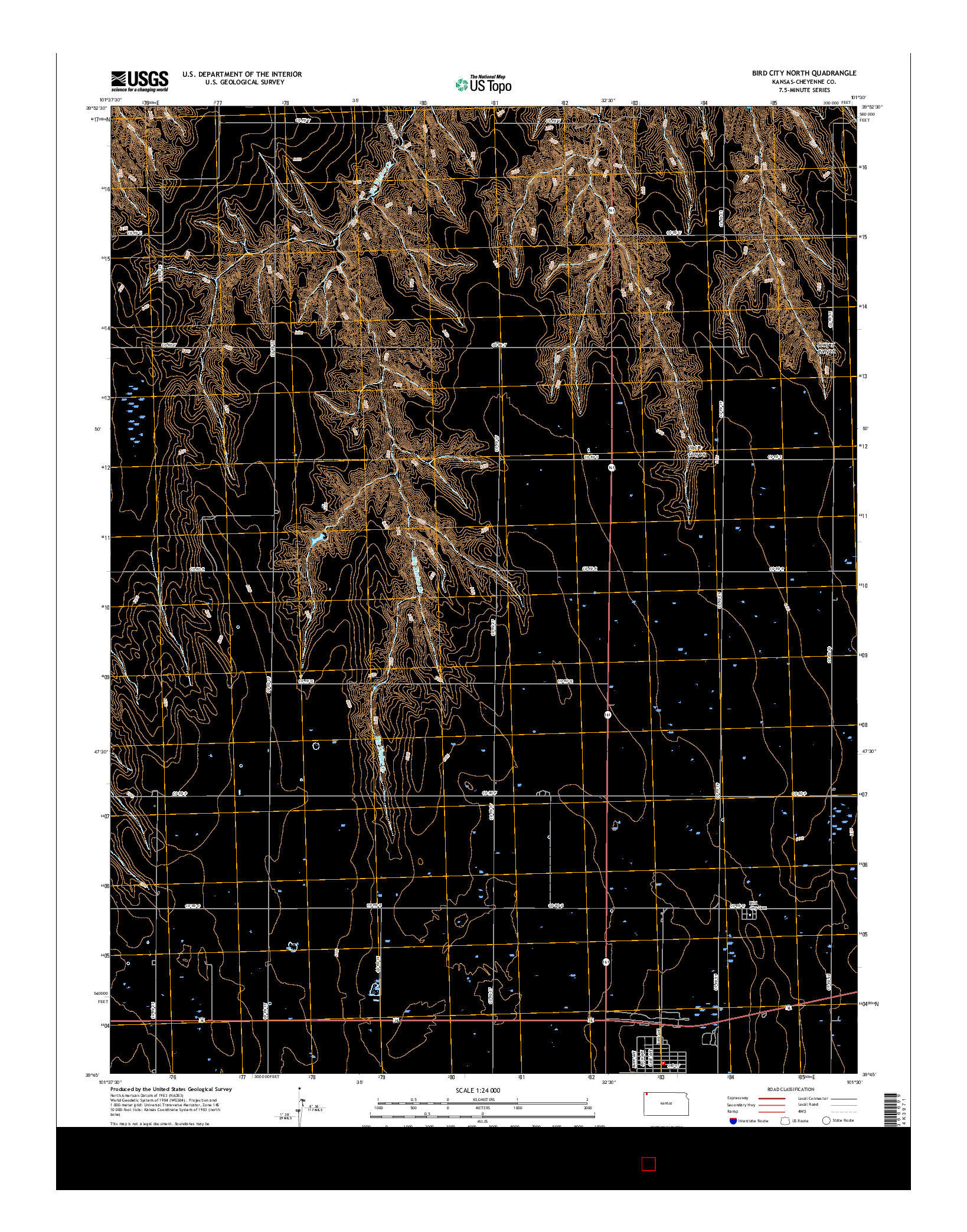 USGS US TOPO 7.5-MINUTE MAP FOR BIRD CITY NORTH, KS 2015