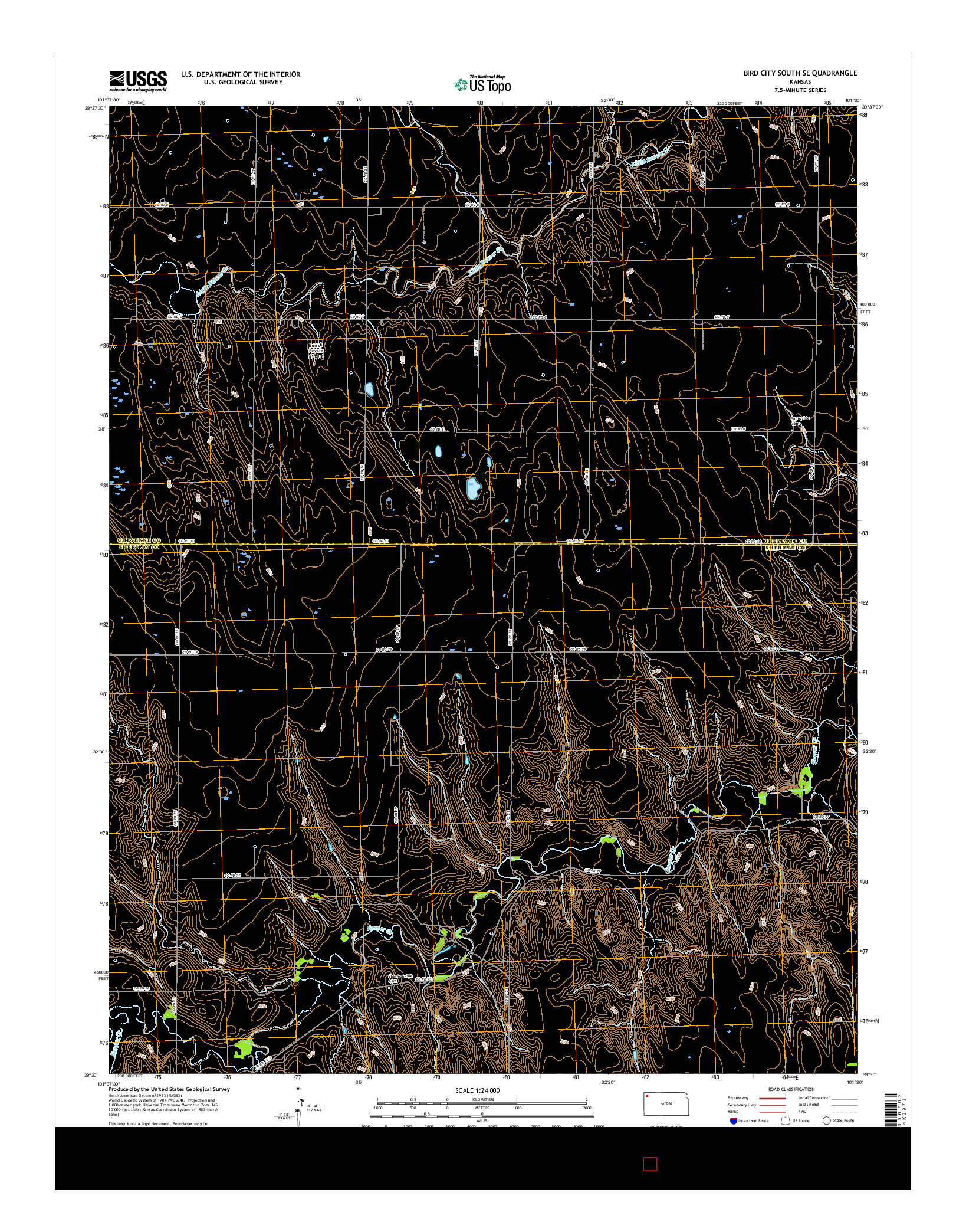 USGS US TOPO 7.5-MINUTE MAP FOR BIRD CITY SOUTH SE, KS 2015