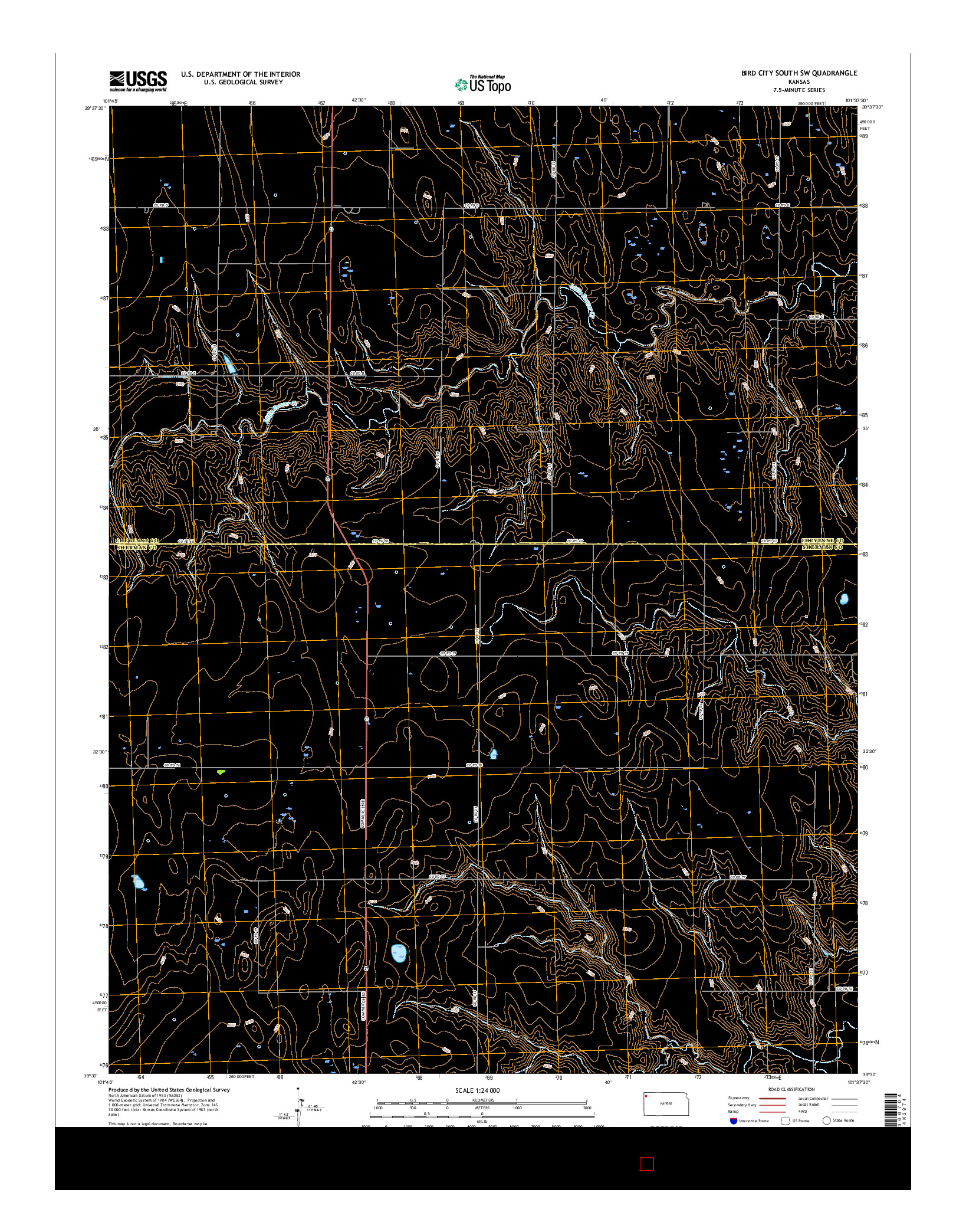 USGS US TOPO 7.5-MINUTE MAP FOR BIRD CITY SOUTH SW, KS 2015