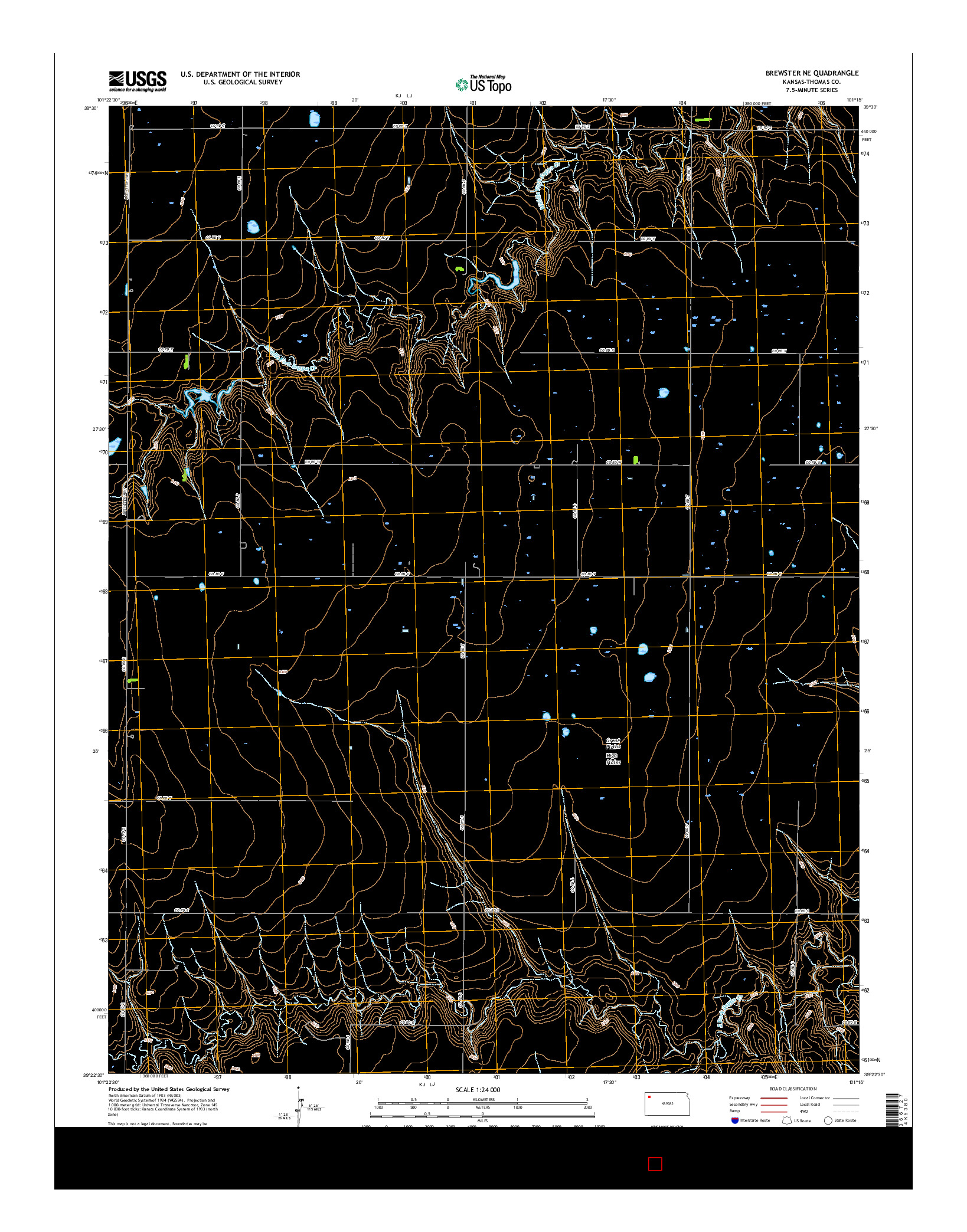 USGS US TOPO 7.5-MINUTE MAP FOR BREWSTER NE, KS 2015