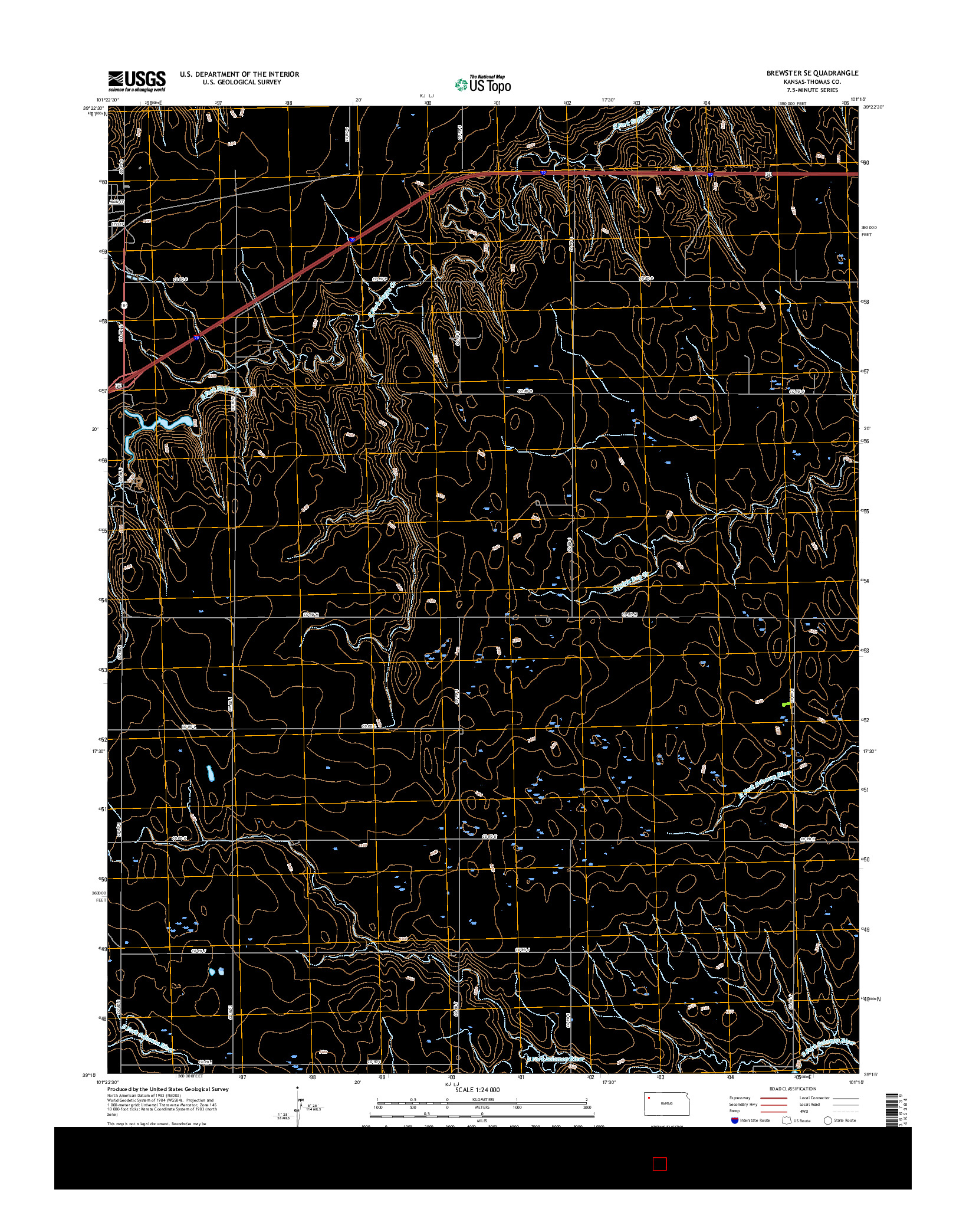 USGS US TOPO 7.5-MINUTE MAP FOR BREWSTER SE, KS 2015