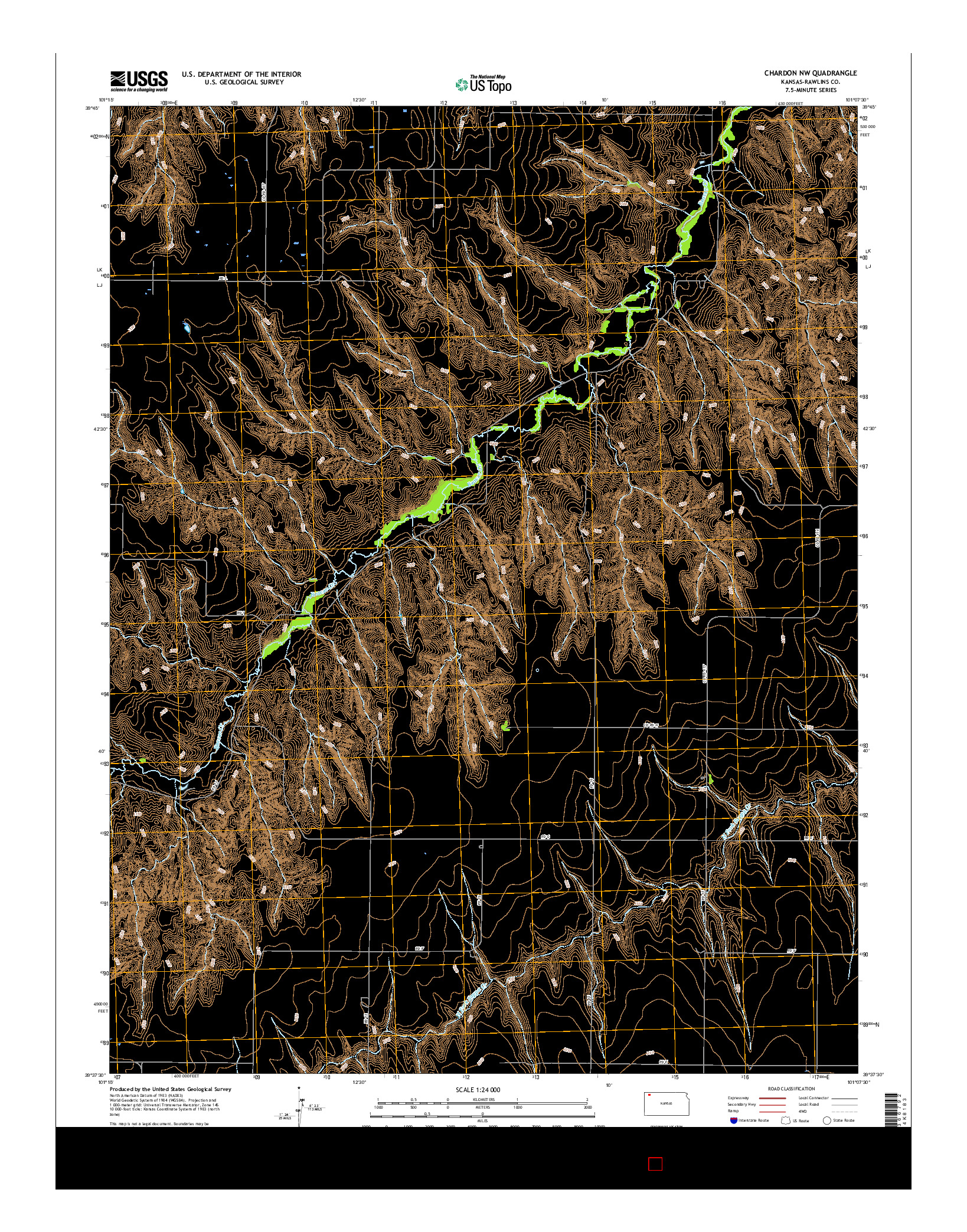 USGS US TOPO 7.5-MINUTE MAP FOR CHARDON NW, KS 2015