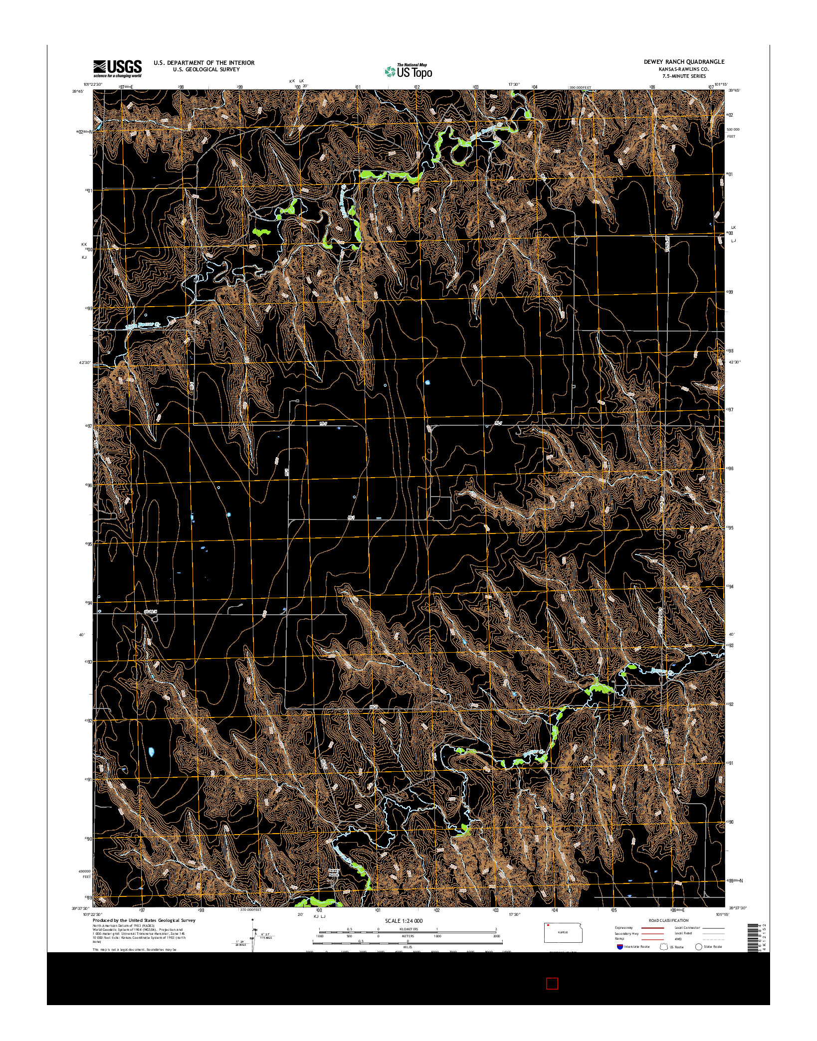 USGS US TOPO 7.5-MINUTE MAP FOR DEWEY RANCH, KS 2015