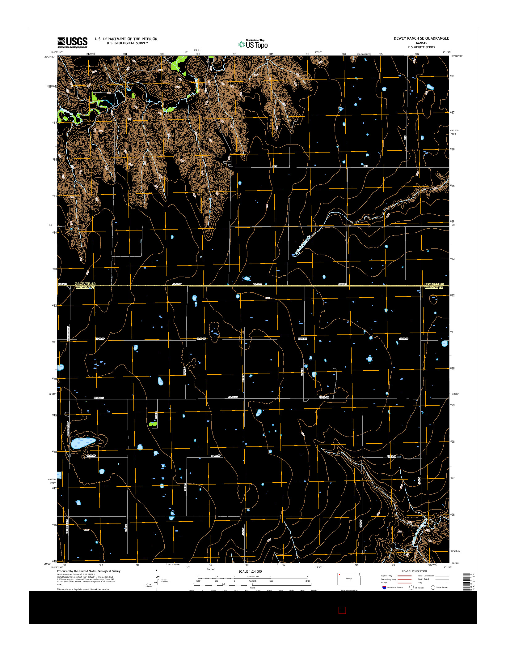 USGS US TOPO 7.5-MINUTE MAP FOR DEWEY RANCH SE, KS 2015