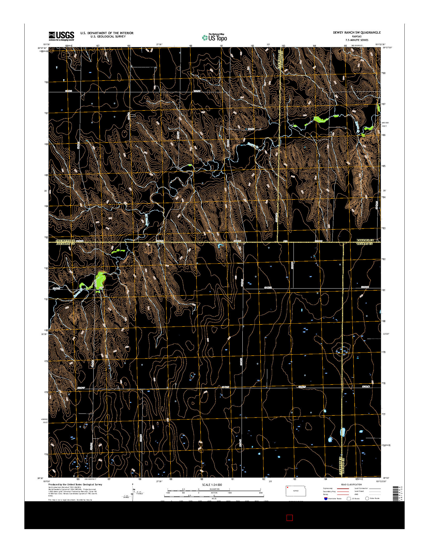 USGS US TOPO 7.5-MINUTE MAP FOR DEWEY RANCH SW, KS 2015