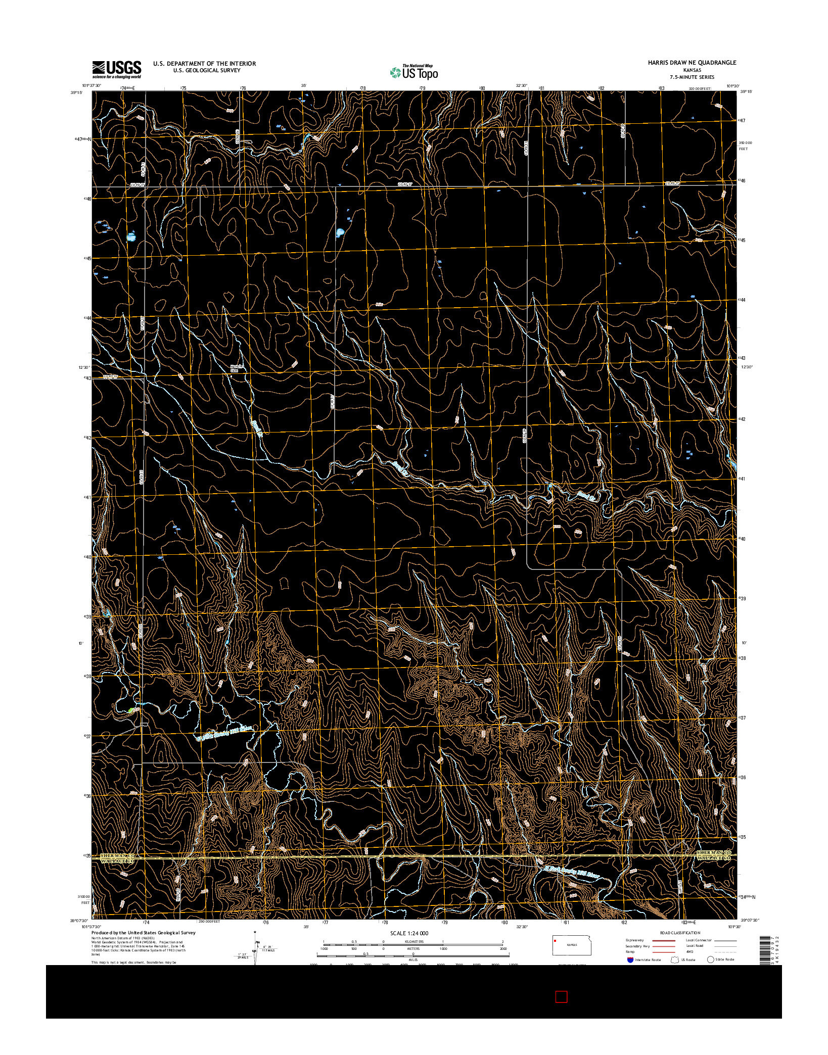 USGS US TOPO 7.5-MINUTE MAP FOR HARRIS DRAW NE, KS 2015