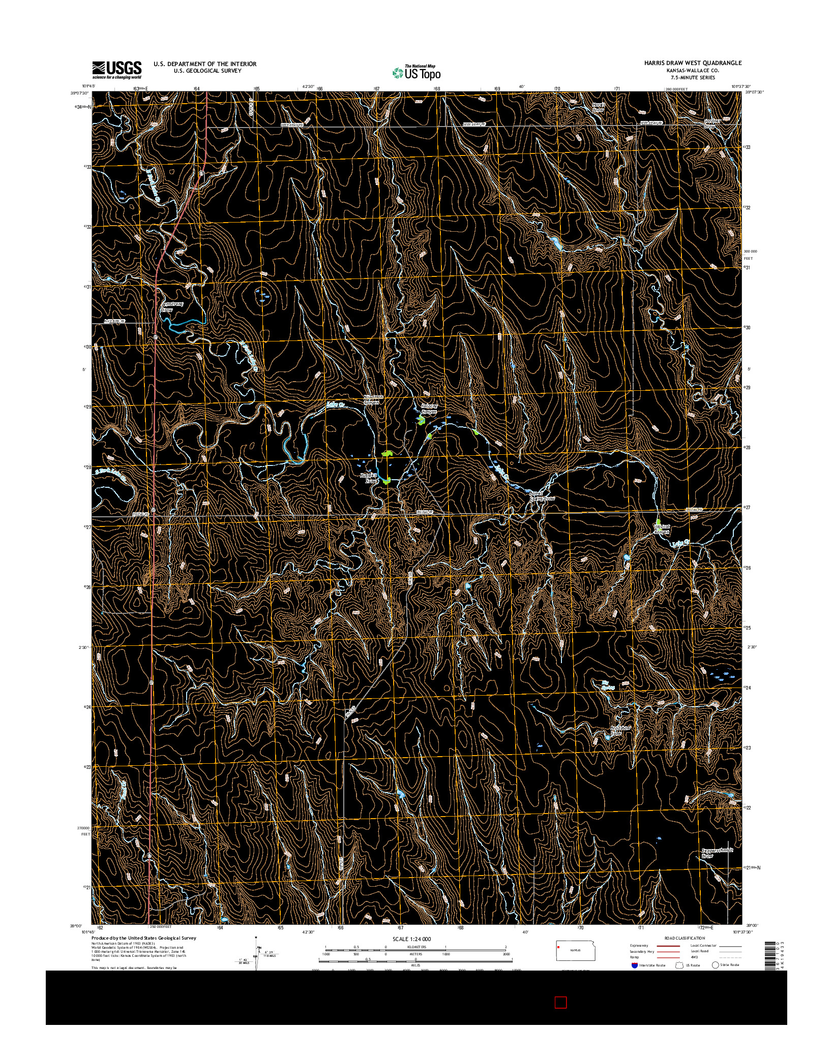 USGS US TOPO 7.5-MINUTE MAP FOR HARRIS DRAW WEST, KS 2015