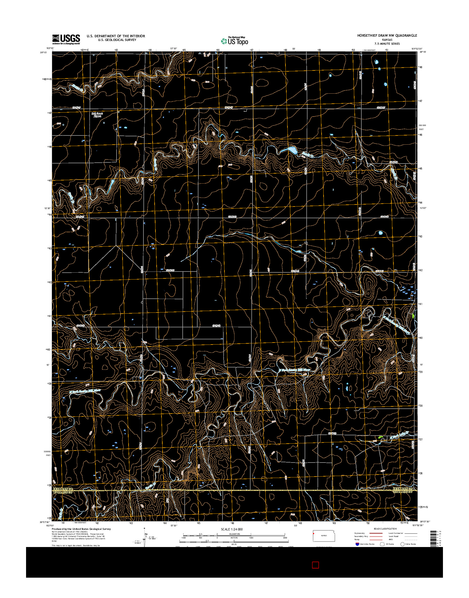 USGS US TOPO 7.5-MINUTE MAP FOR HORSETHIEF DRAW NW, KS 2015