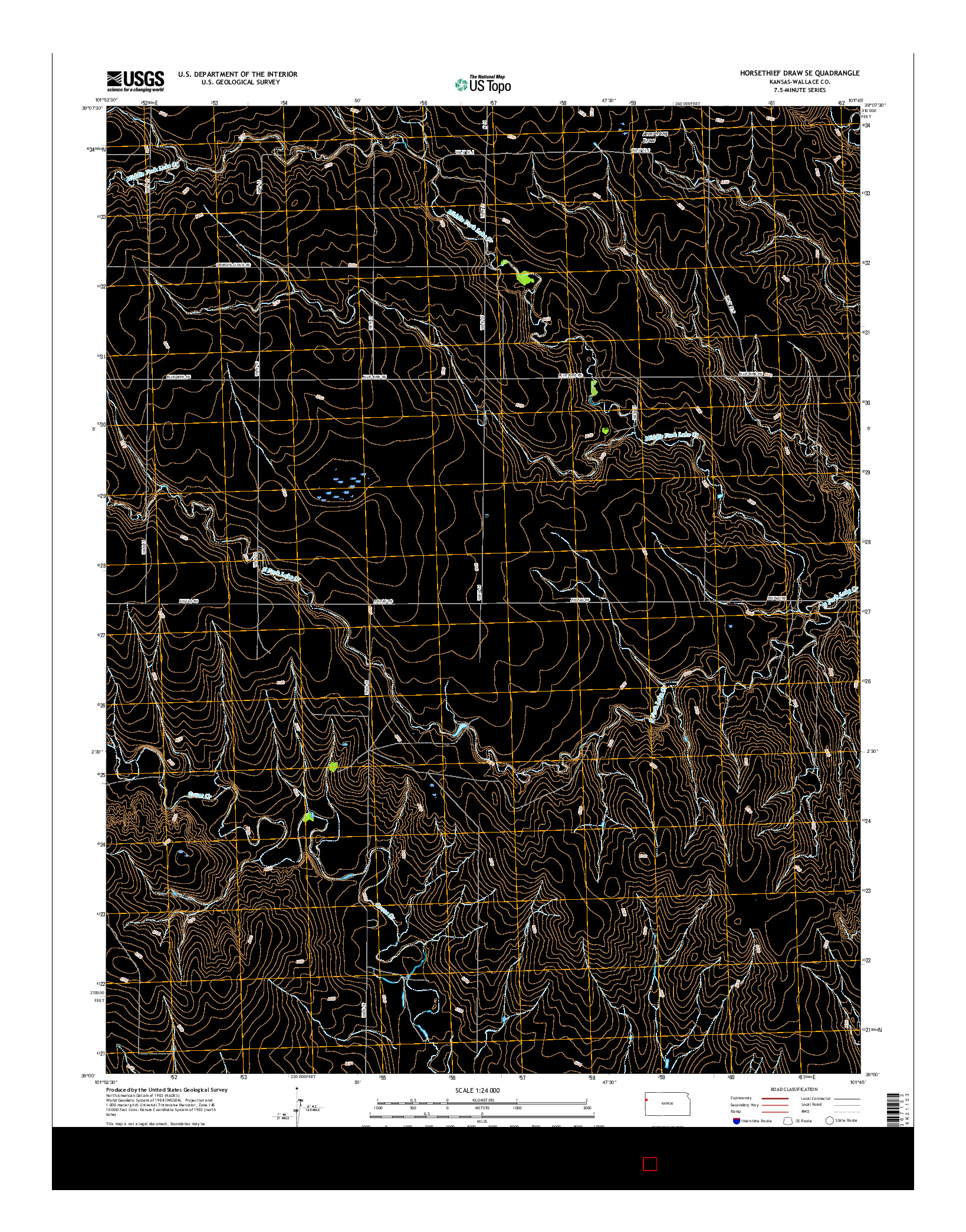 USGS US TOPO 7.5-MINUTE MAP FOR HORSETHIEF DRAW SE, KS 2015