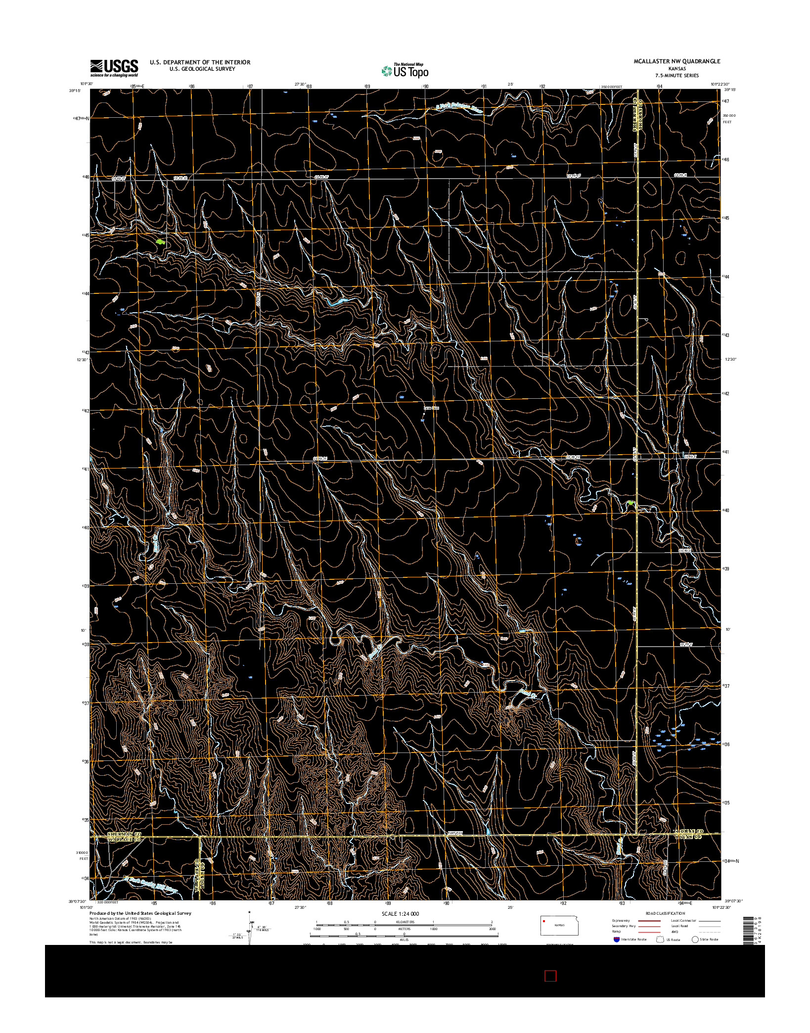 USGS US TOPO 7.5-MINUTE MAP FOR MCALLASTER NW, KS 2015