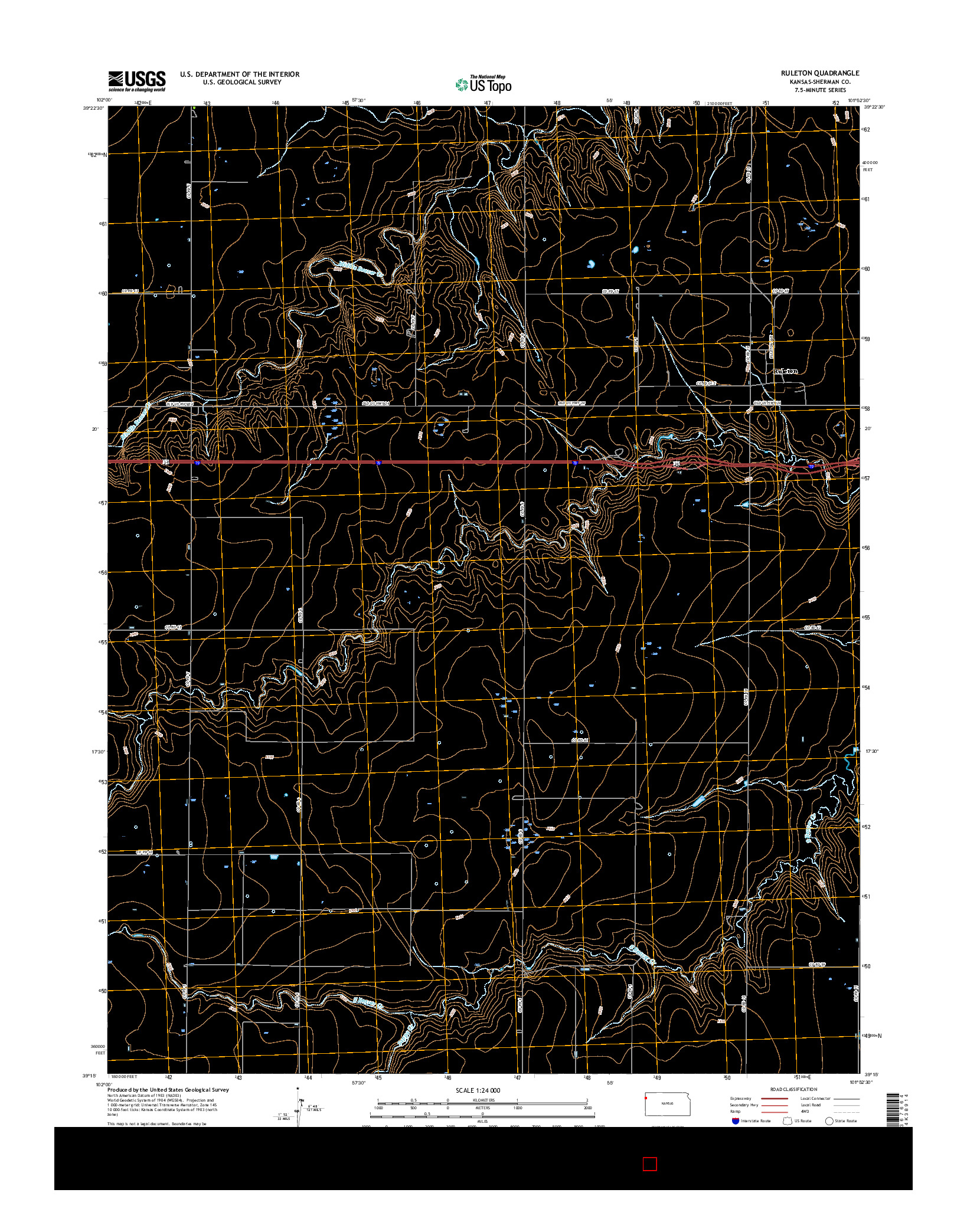 USGS US TOPO 7.5-MINUTE MAP FOR RULETON, KS 2015