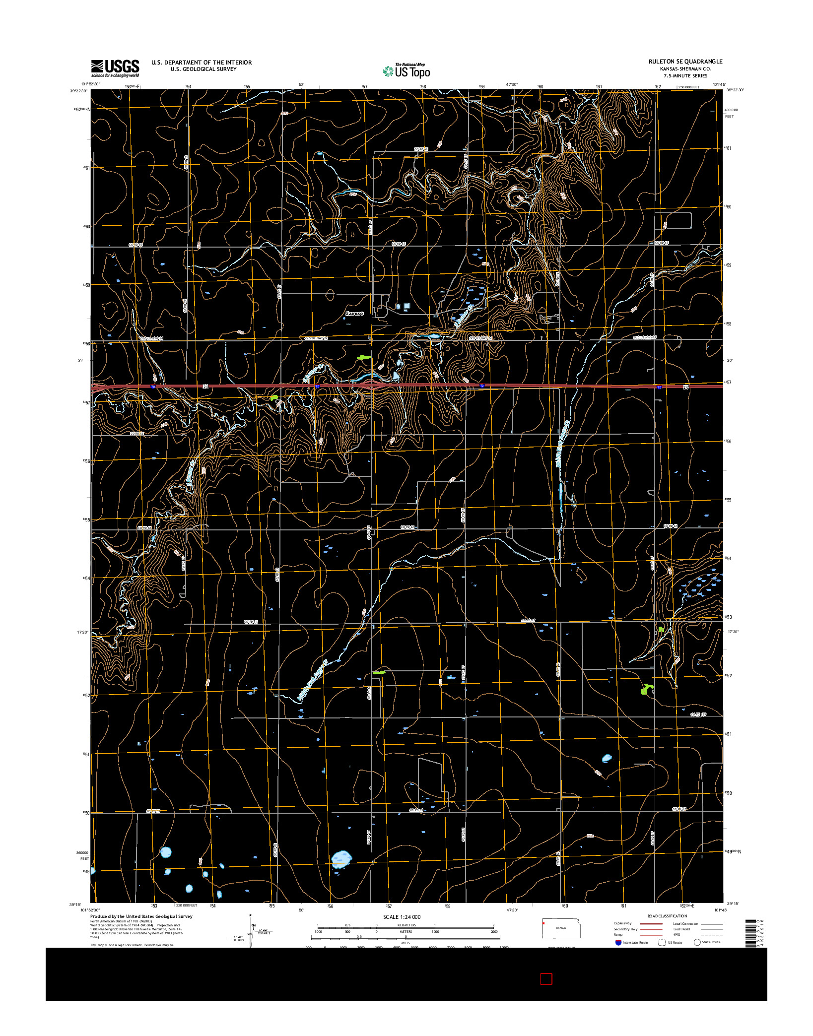 USGS US TOPO 7.5-MINUTE MAP FOR RULETON SE, KS 2015