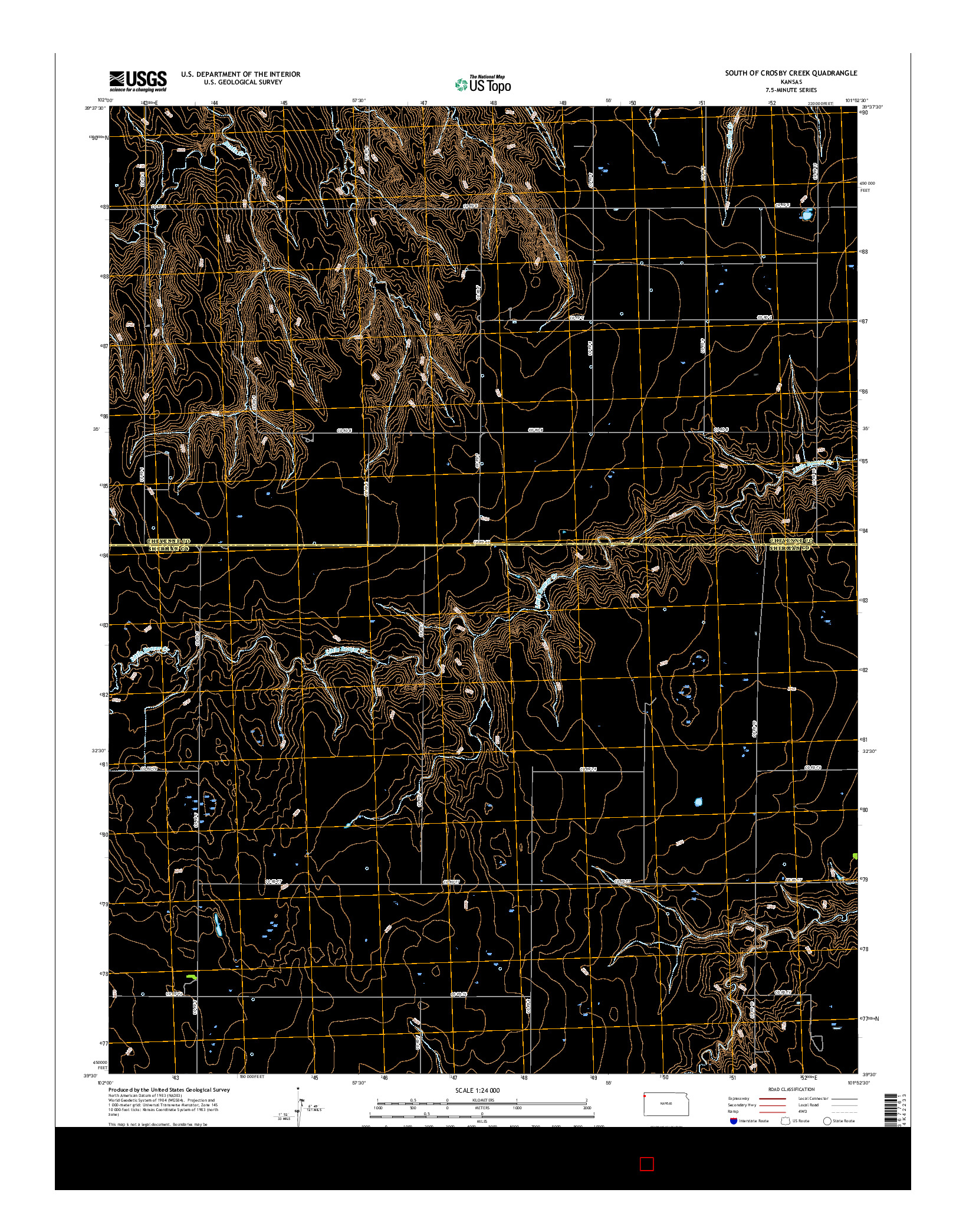 USGS US TOPO 7.5-MINUTE MAP FOR SOUTH OF CROSBY CREEK, KS 2015