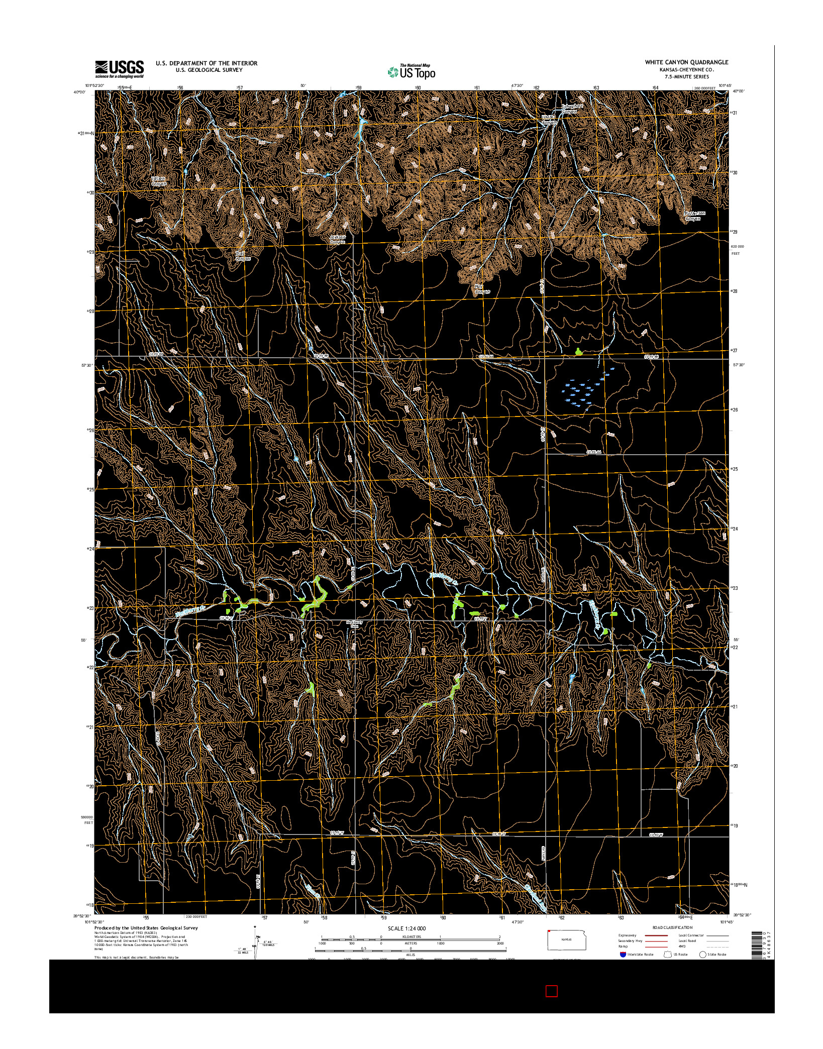 USGS US TOPO 7.5-MINUTE MAP FOR WHITE CANYON, KS 2015