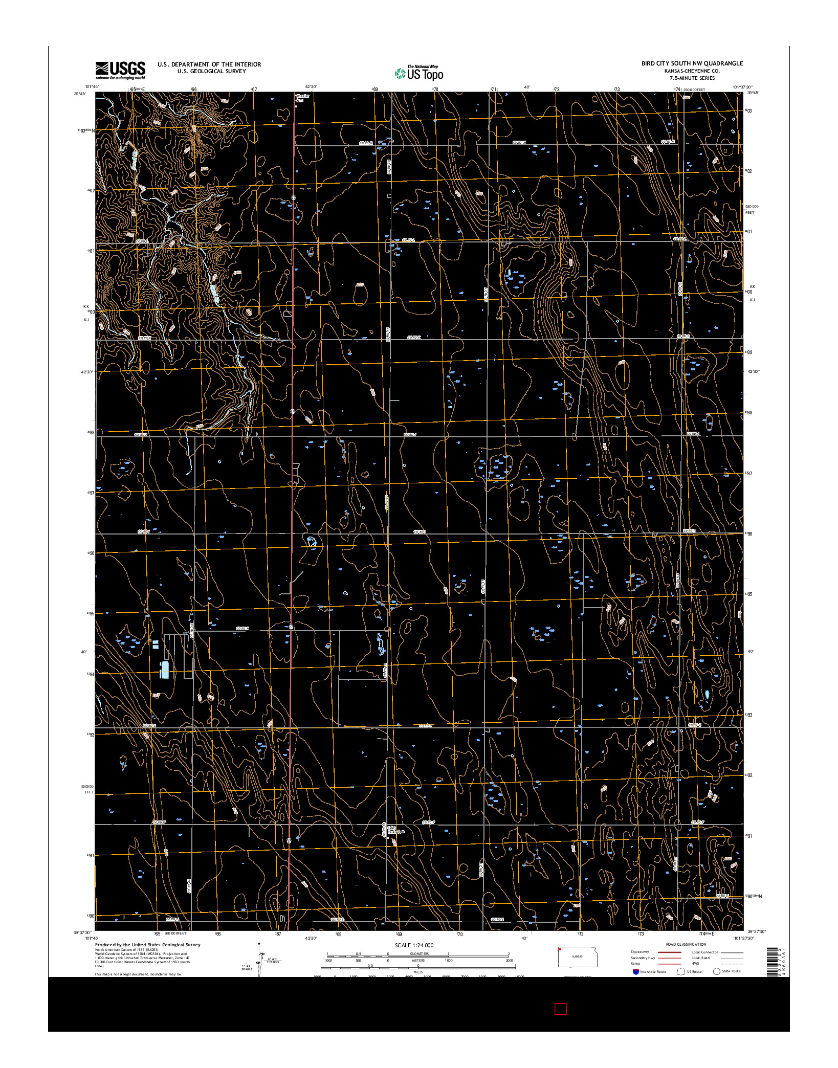 USGS US TOPO 7.5-MINUTE MAP FOR BIRD CITY SOUTH NW, KS 2015