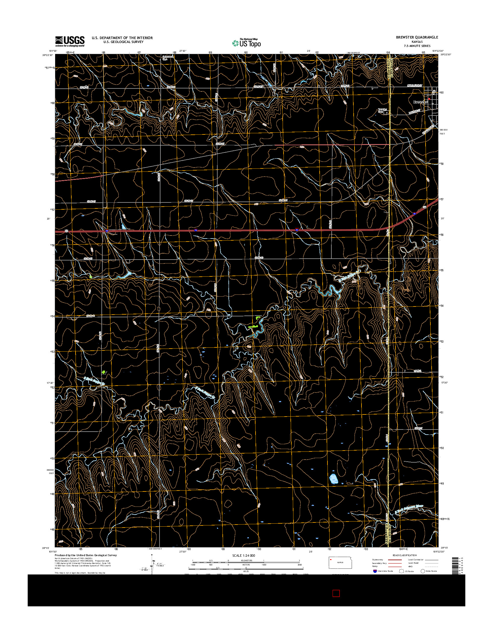 USGS US TOPO 7.5-MINUTE MAP FOR BREWSTER, KS 2015