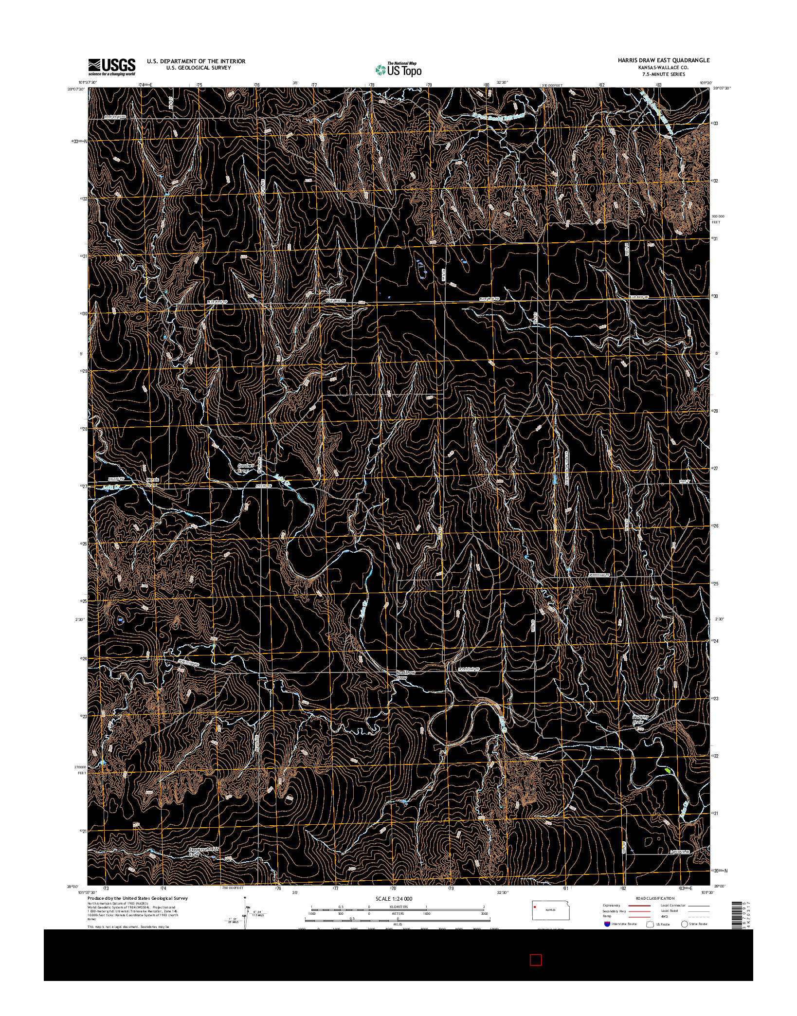 USGS US TOPO 7.5-MINUTE MAP FOR HARRIS DRAW EAST, KS 2015