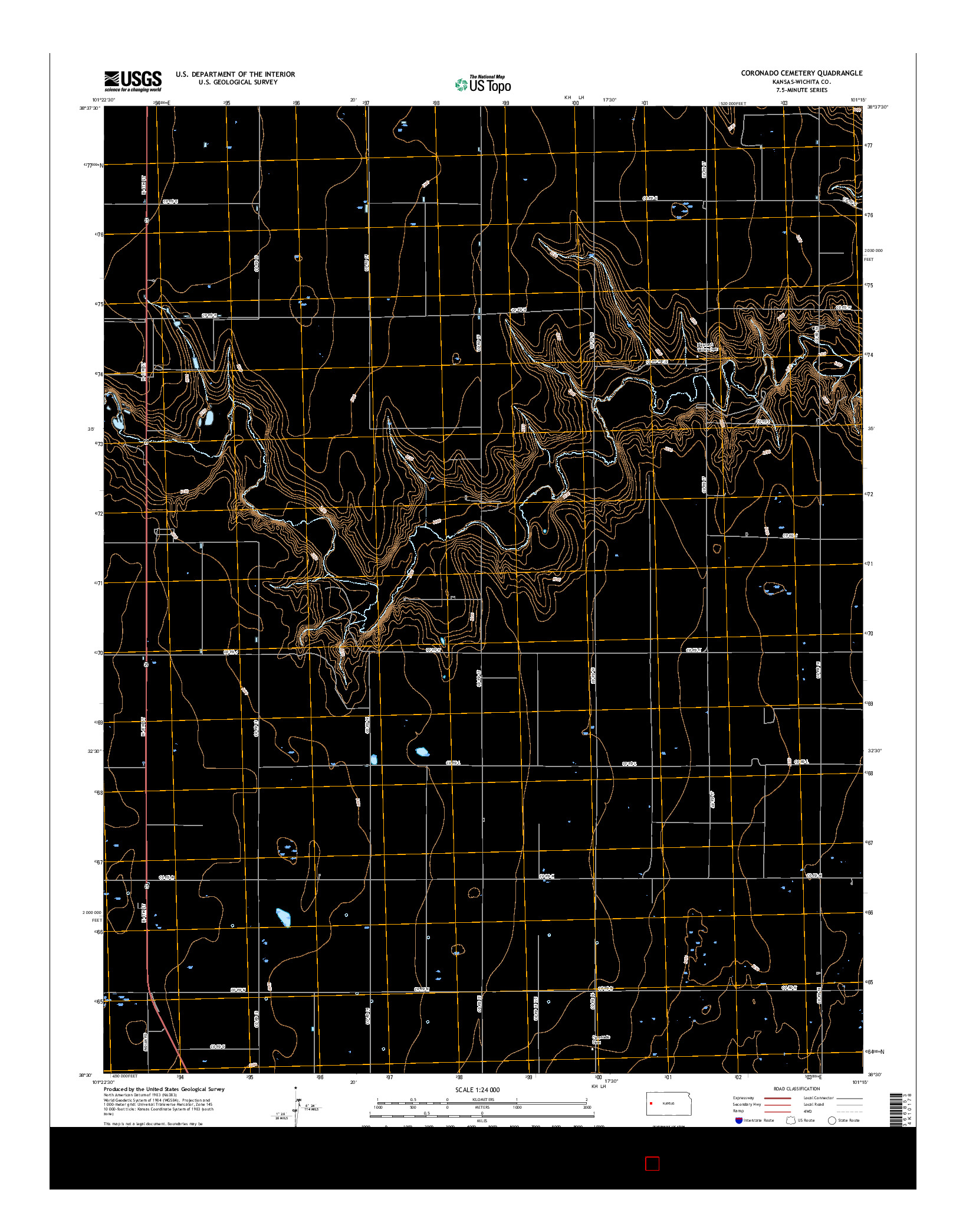 USGS US TOPO 7.5-MINUTE MAP FOR CORONADO CEMETERY, KS 2015