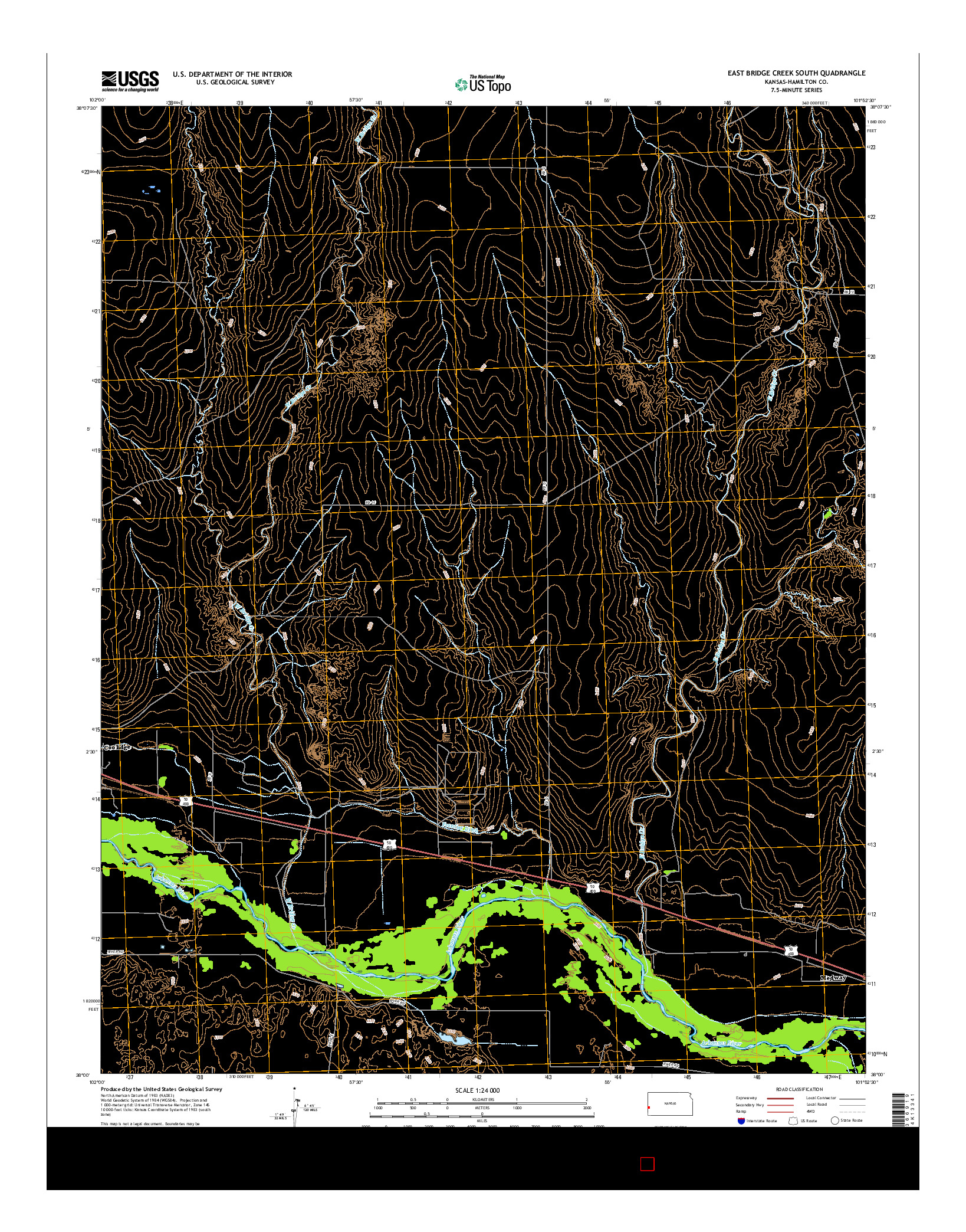 USGS US TOPO 7.5-MINUTE MAP FOR EAST BRIDGE CREEK SOUTH, KS 2015