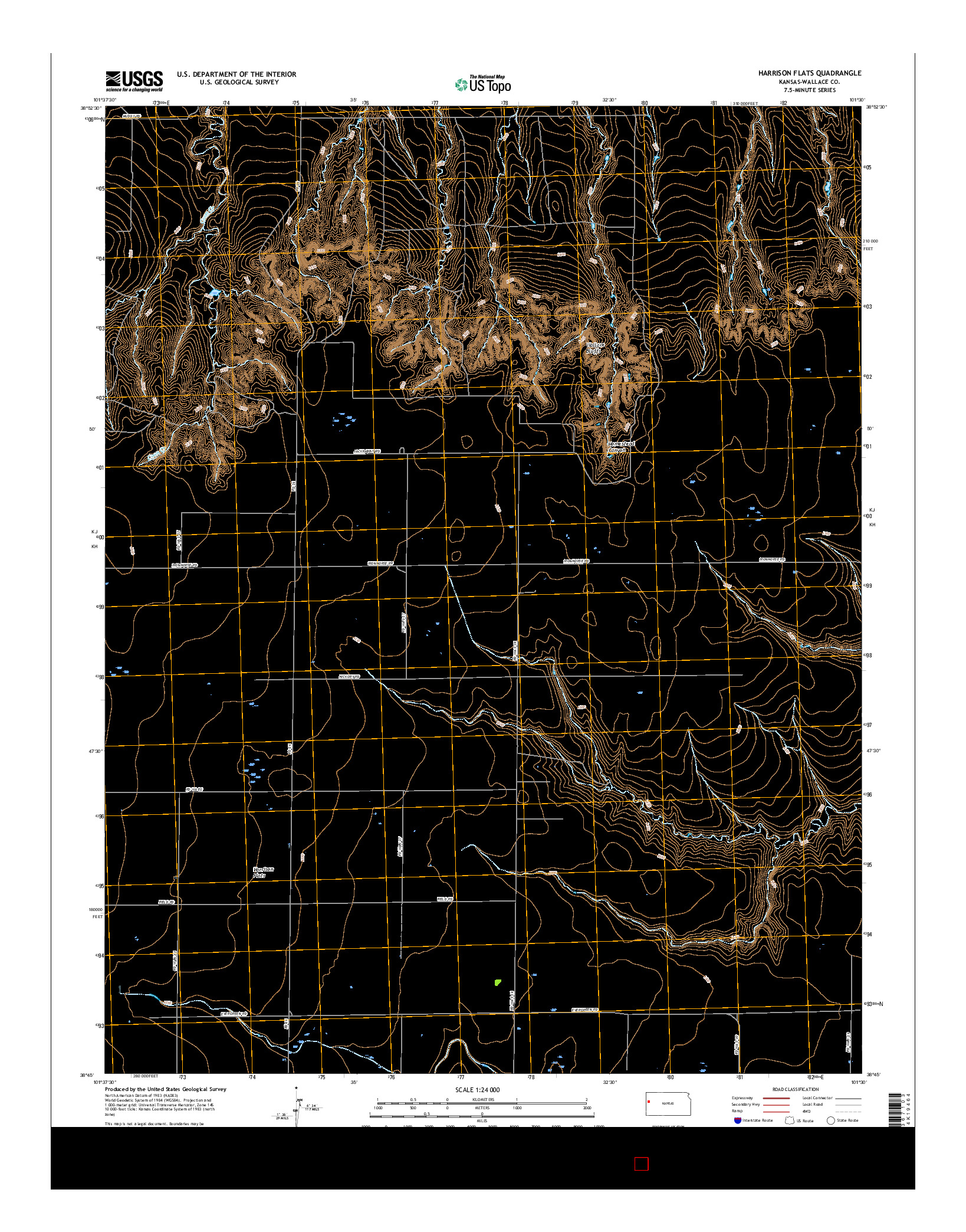 USGS US TOPO 7.5-MINUTE MAP FOR HARRISON FLATS, KS 2015