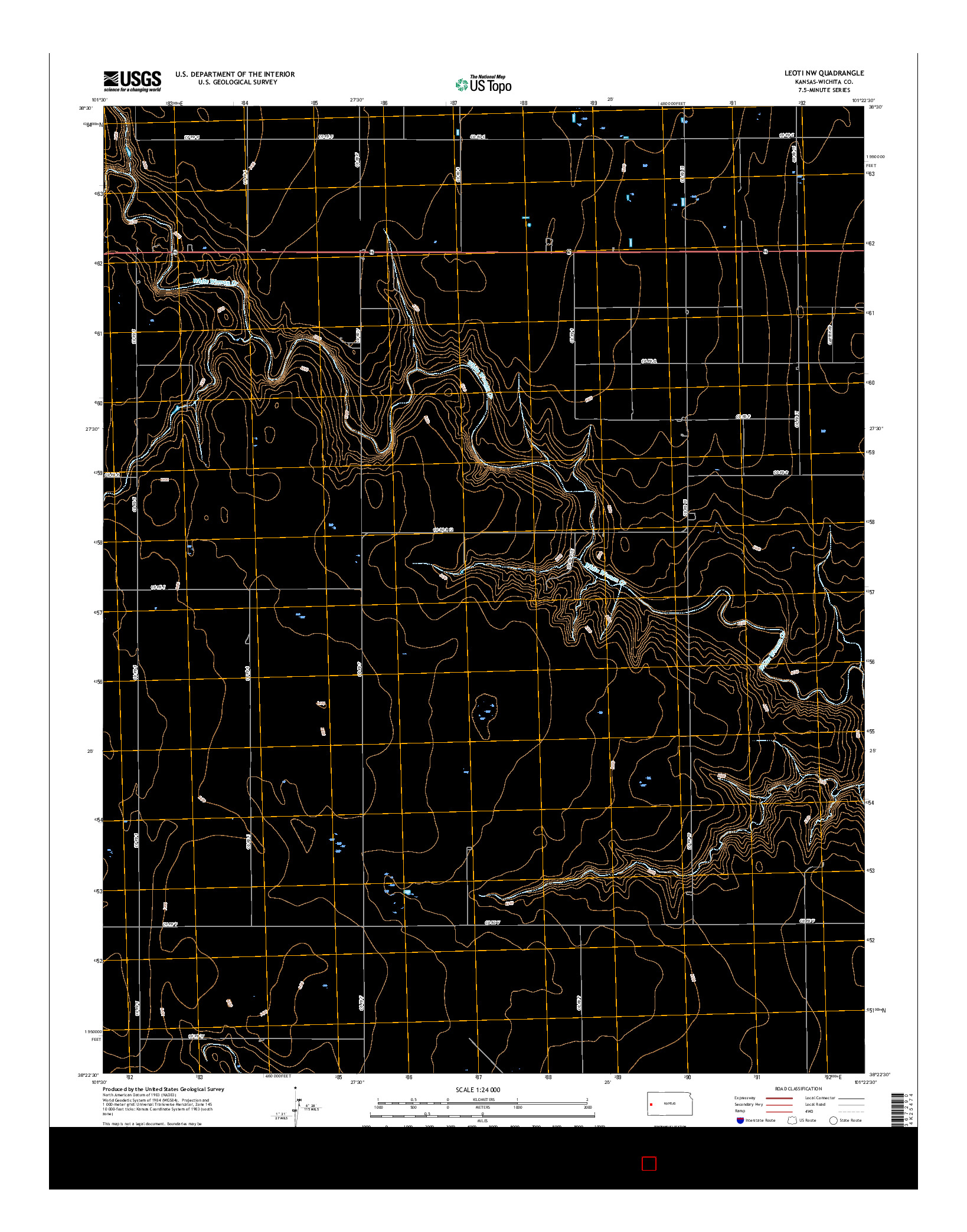 USGS US TOPO 7.5-MINUTE MAP FOR LEOTI NW, KS 2015